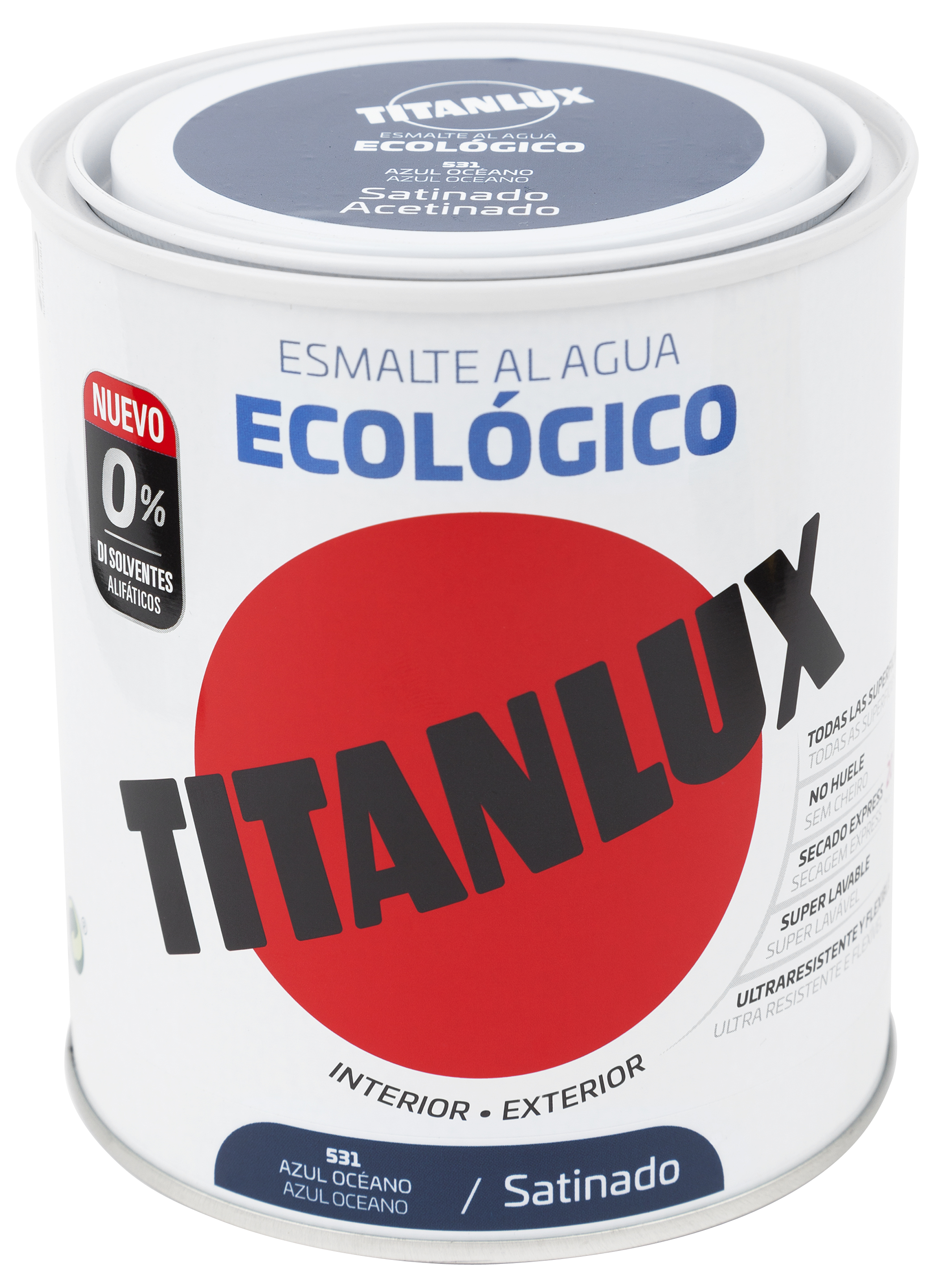 Esmalte de interior ecológico TITANLUX color azul océano satinado 750ml para puertas, ventanas, radiadores y muebles - 2