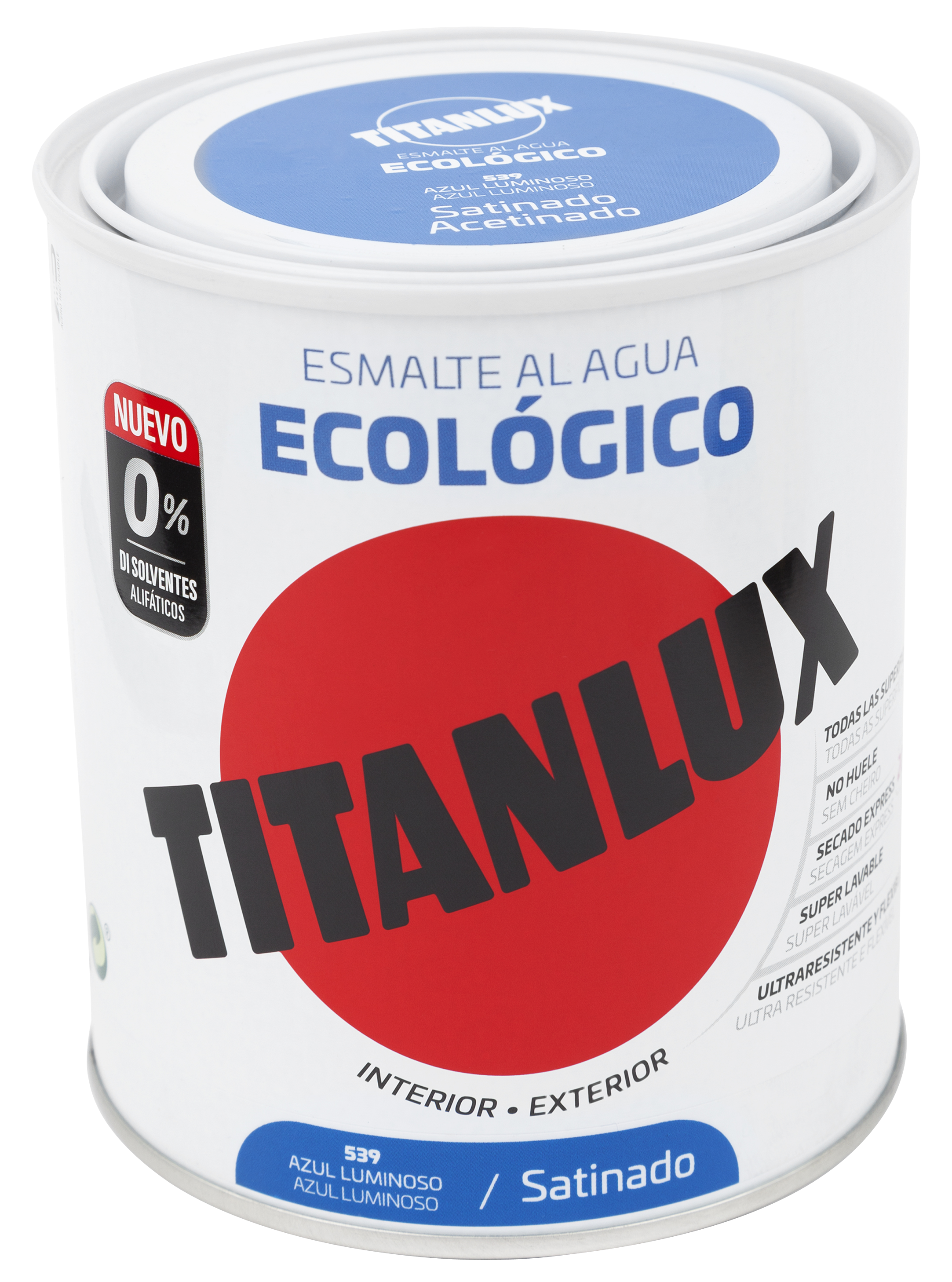 Esmalte de interior ecológico TITANLUX color azul luminoso satinado 750ml para puertas, ventanas, radiadores y muebles - 2