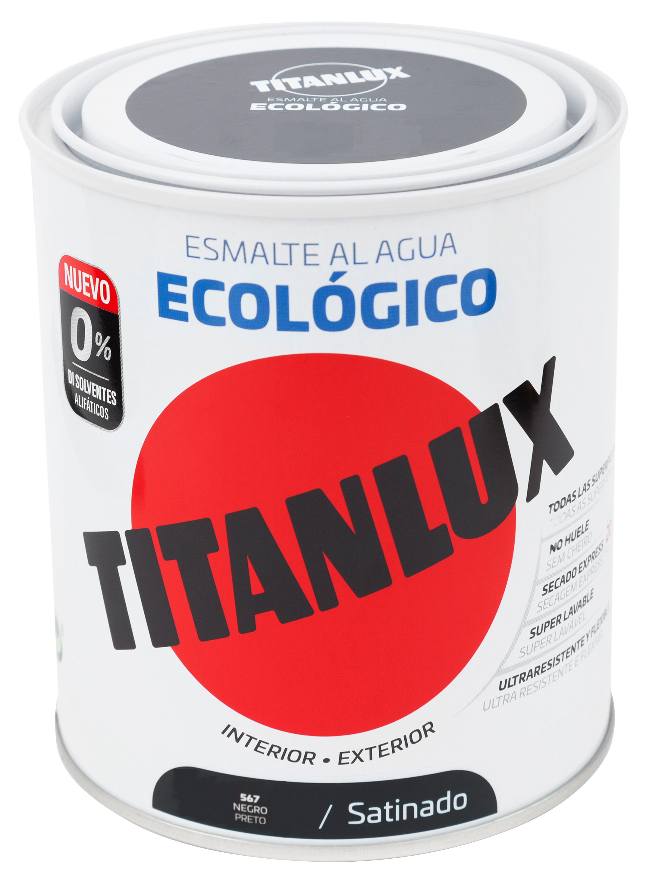 Esmalte de interior ecológico TITANLUX color negro satinado 750ml para puertas, ventanas, radiadores y muebles - 2