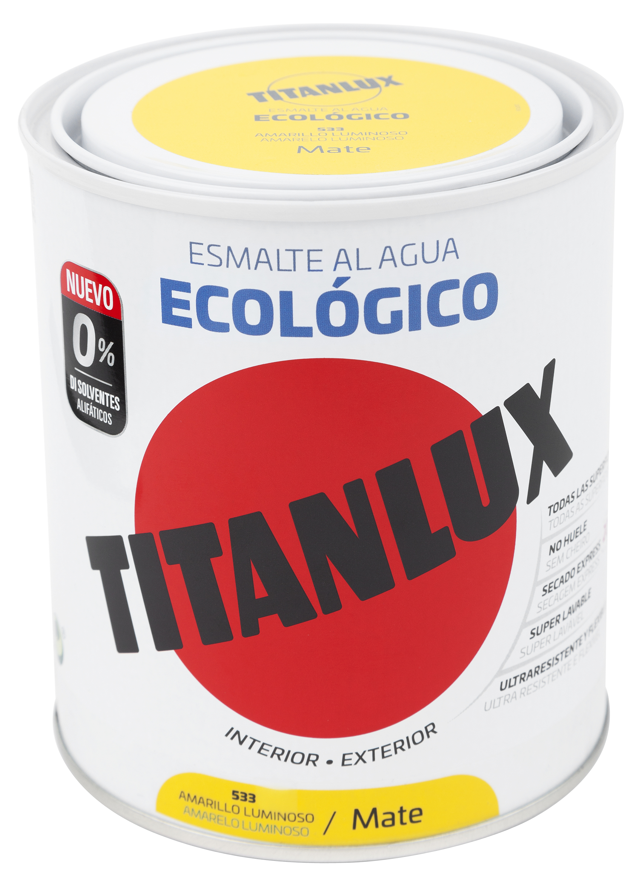 Esmalte de interior ecológico TITANLUX color amarillo luminoso mate 750ml para puertas, ventanas, radiadores y muebles - 2