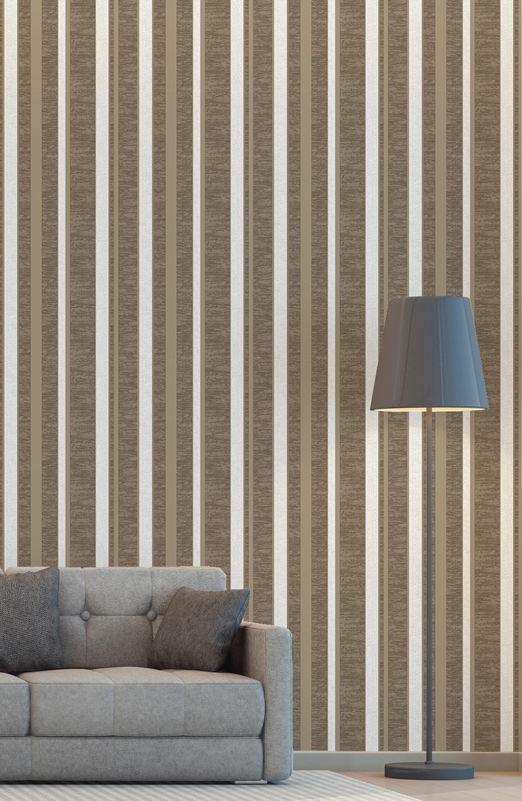 Papel pintado vinilo aplicación cola en pared raya 2307 marrón vinelus cmx10.05m lavable