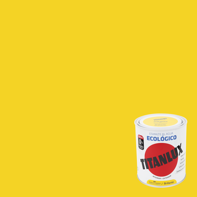 Esmalte de interior ecológico TITANLUX color amarillo luminoso brillante 750ml para puertas, ventanas, radiadores y muebles
