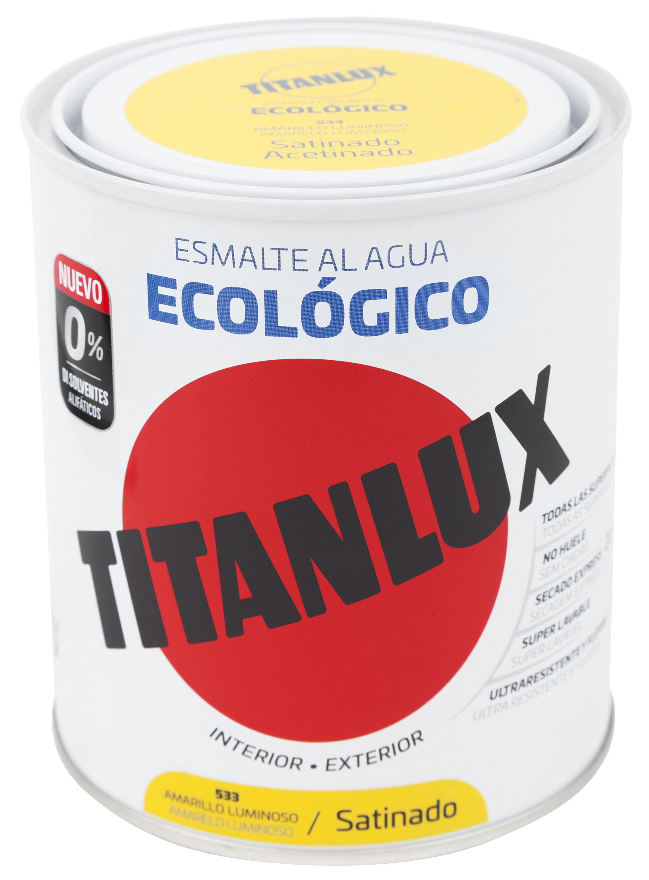 Esmalte de interior ecológico TITANLUX color amarillo luminoso satinado 750ml para puertas, ventanas, radiadores y muebles - 2