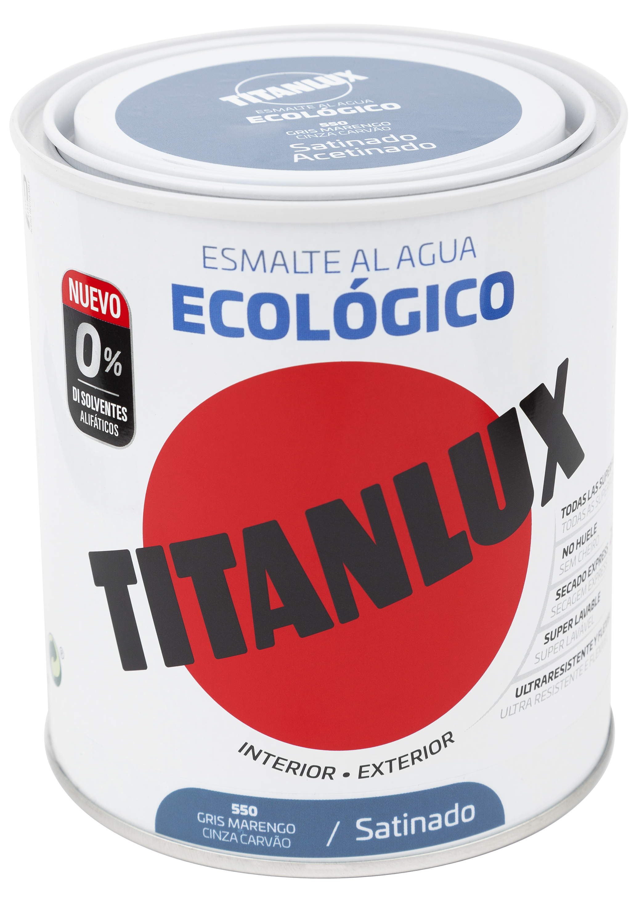 Esmalte de interior ecológico TITANLUX color gris marengo satinado 750ml para puertas, ventanas, radiadores y muebles - 2
