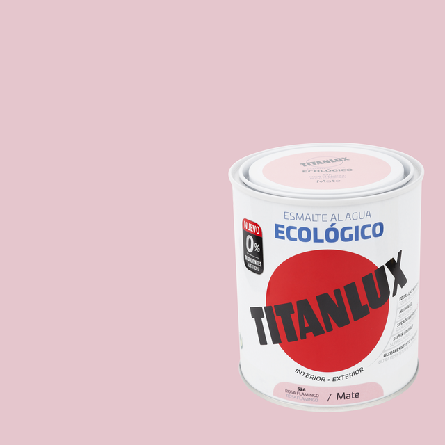 Esmalte de interior ecológico TITANLUX color rosa flamingo mate 750ml para puertas, ventanas, radiadores y muebles