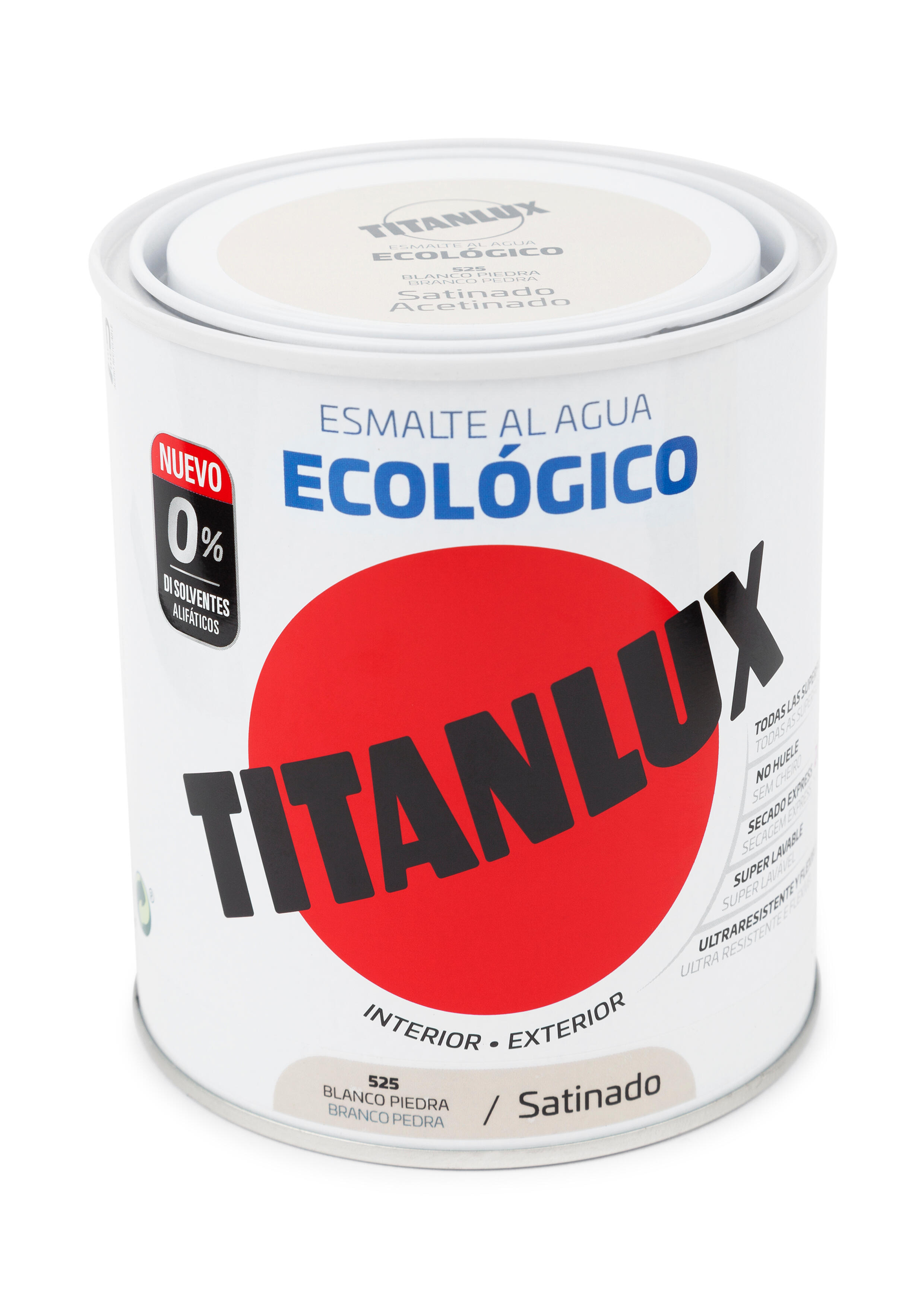 Esmalte de interior ecológico TITANLUX color blanco piedra satinado 250ml para puertas, ventanas, radiadores y muebles - 2