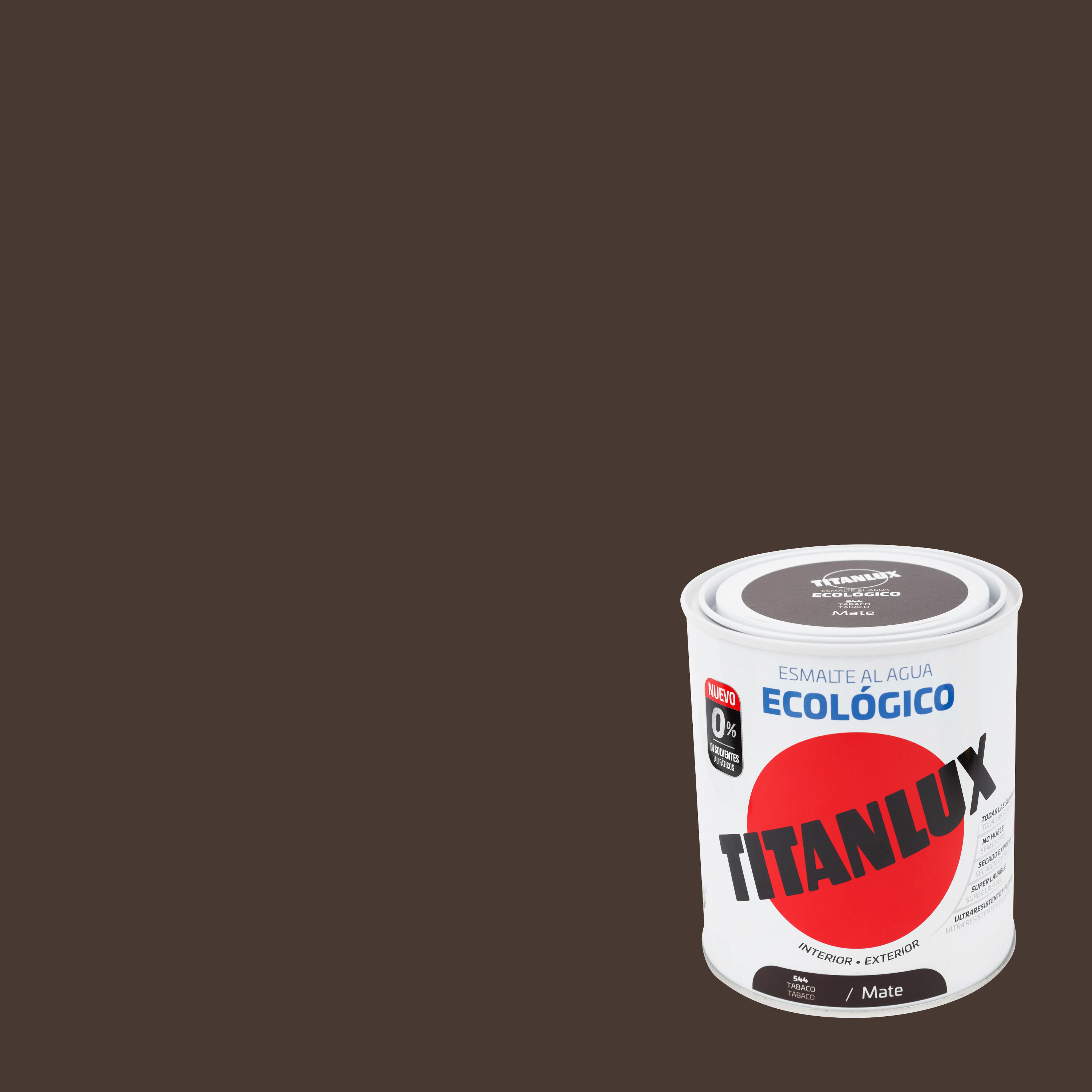 Esmalte de interior ecológico titanlux color tabaco mate 250ml para puertas, ventanas, radiadores y muebles
