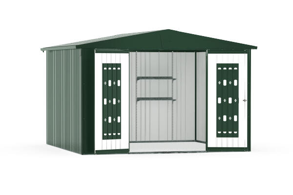 Caseta de metal europa verde de 316x209x300 cm y 9.48 m2
