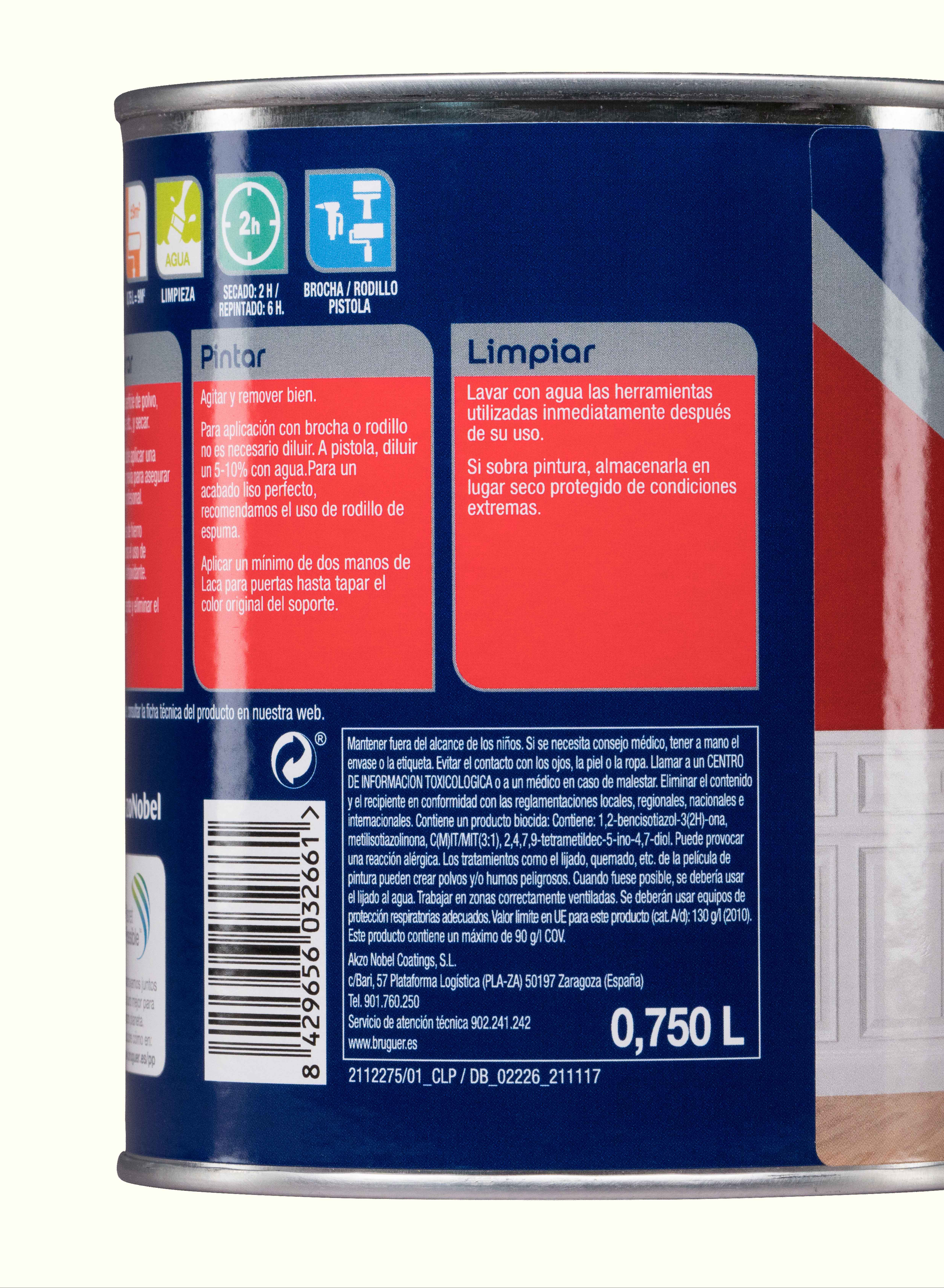 Esmalte interior acetinado 0.75l branco roto bruguer - 6