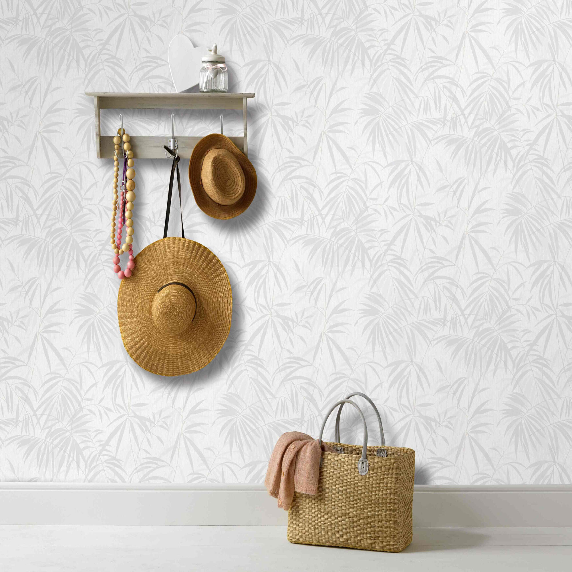 Papel pintado vinilo aplicación cola en pared Naturaleza Hojas 8211 gris  ERISMANN 53cmx10m lavable apto para cocinas o baños - 8