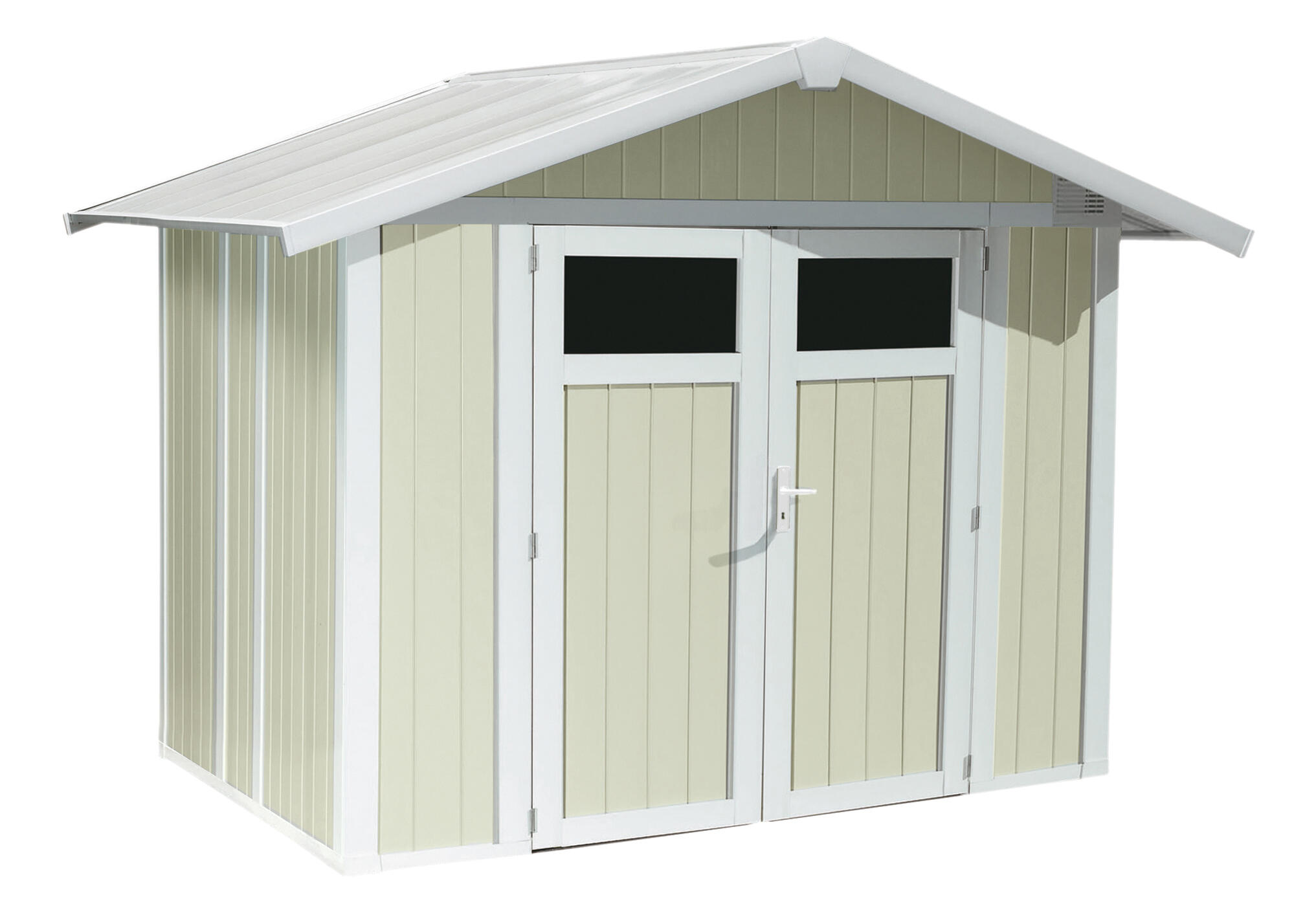 Caseta de resina utility de 295x240x260 cm y 4.9 m2 con 26 mm espesor y doble puerta abatible grosfillex