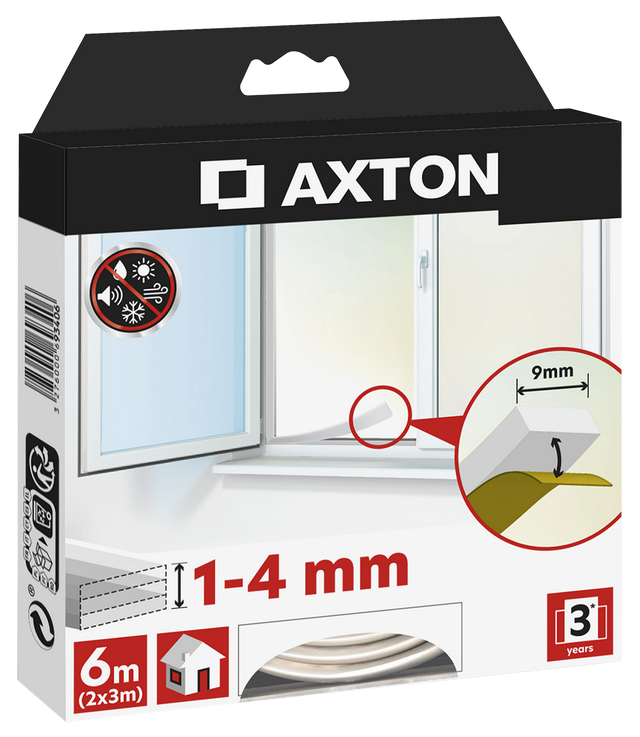 Fita de calafetagem AXTON ESPUMA 1-4MMX6M BRANCO