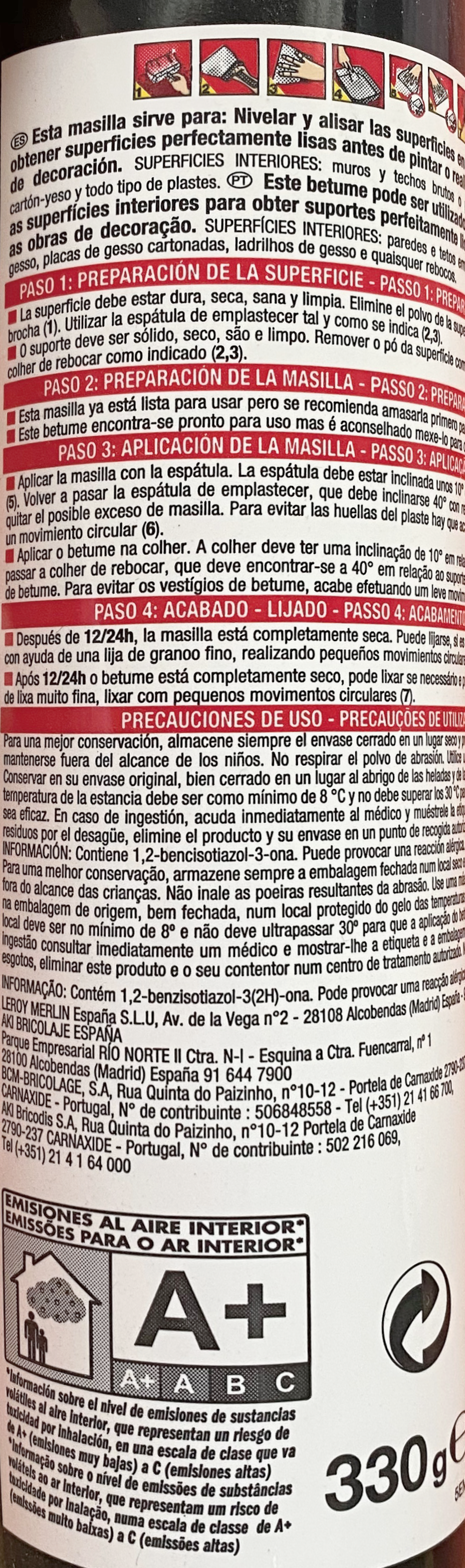 Masilla en pasta para alisar AXTON 330 gr - 4