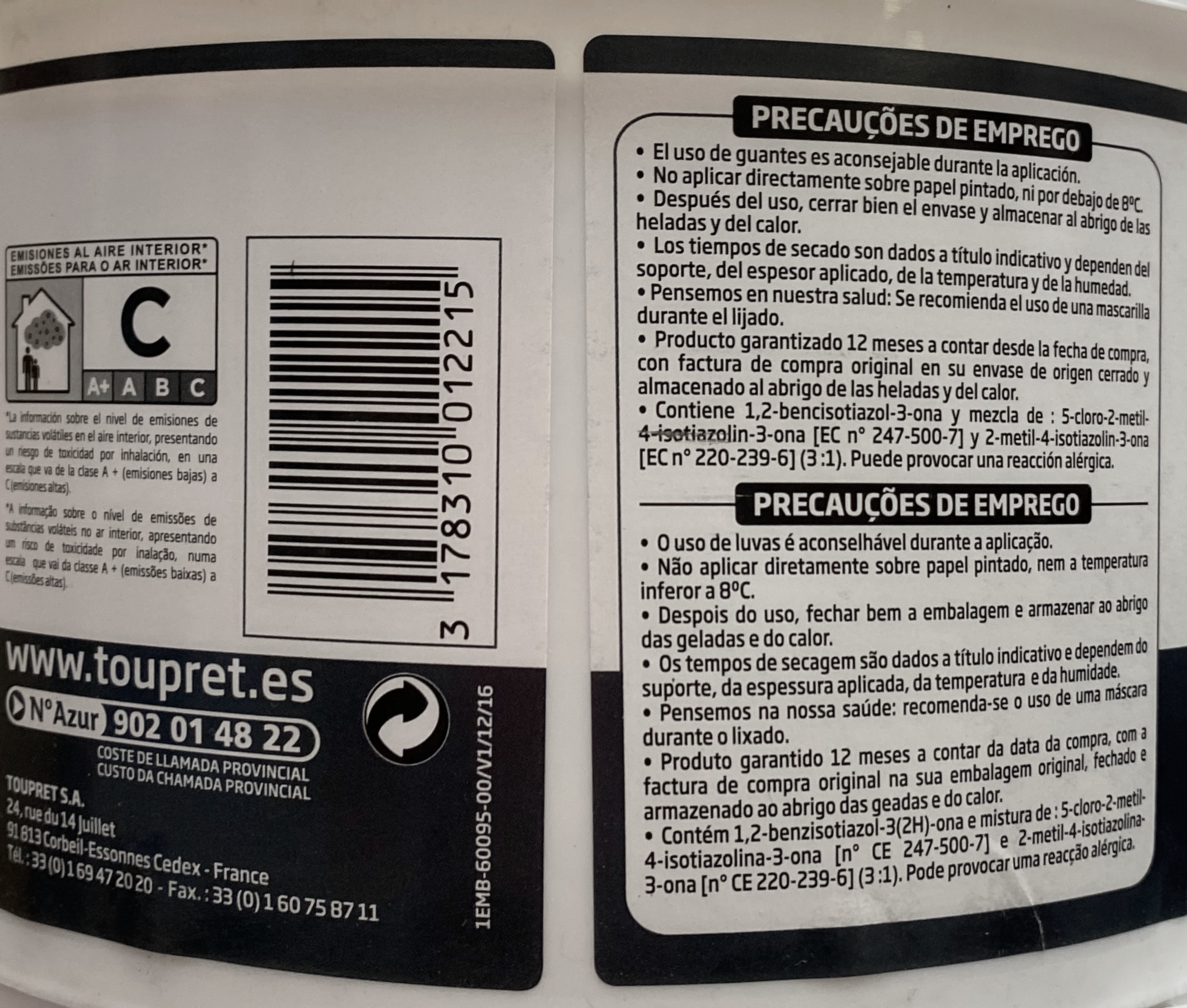 Masilla en pasta cubre azulejos TOUPRET 4 kg - 2