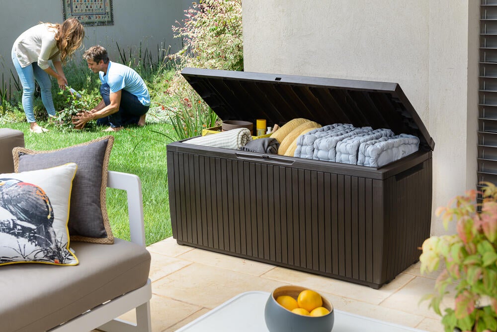 Baule In Resina Keter Springwood - 305 Lt, Effetto Legno, Robusto E Bloccabile - Foto 2