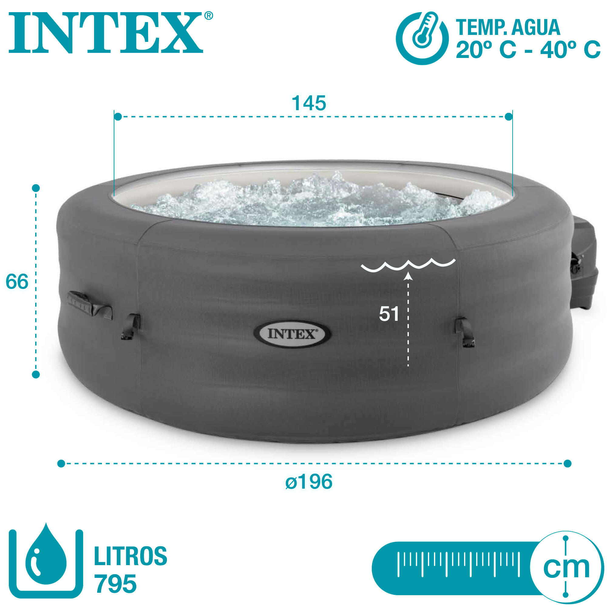 Idromassaggio da esterno gonfiabile INTEX Simple Spa Ø 196 H 66 cm - 8