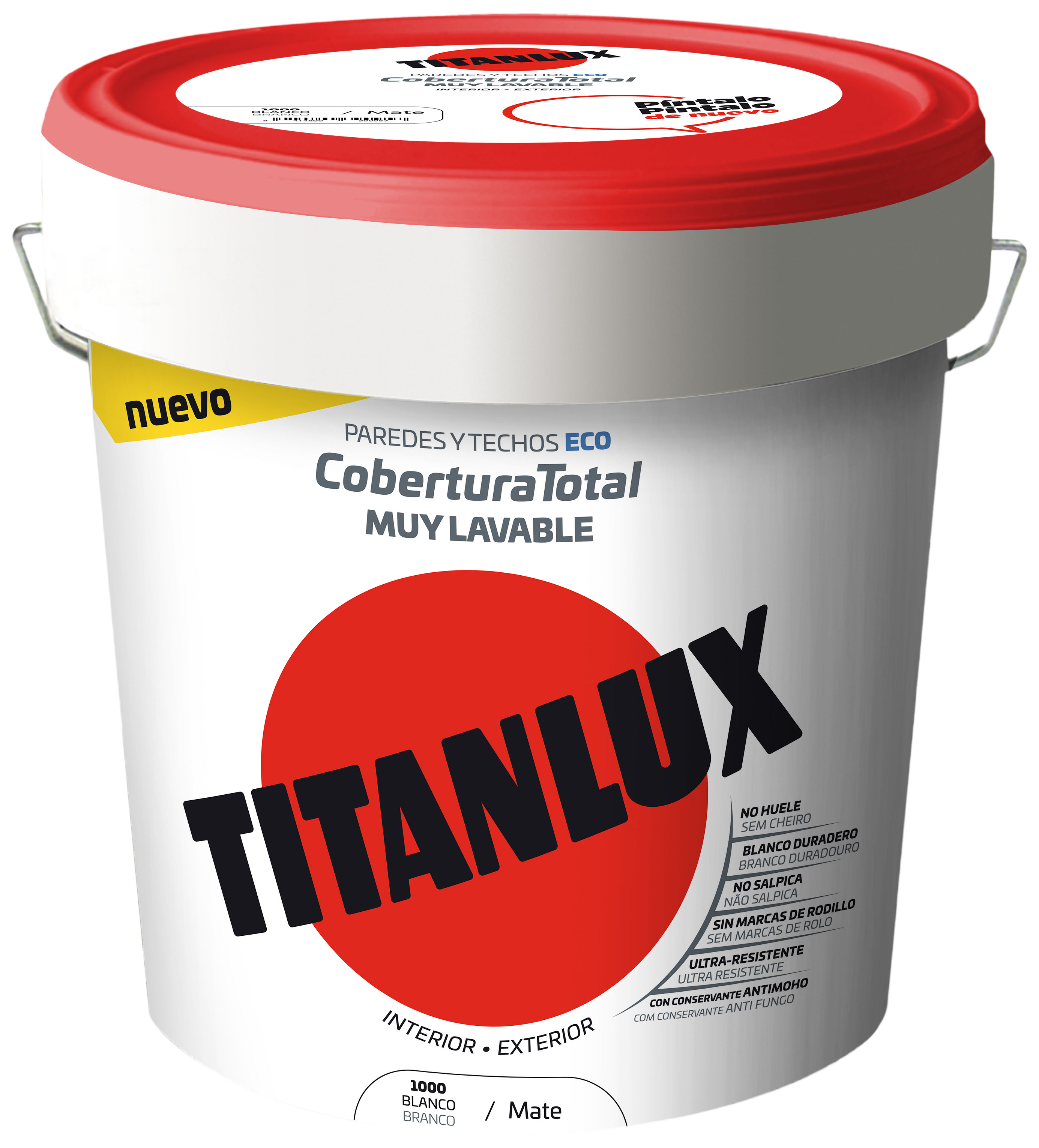 Pintura interior cobertura total mate titanlux 15l blanco