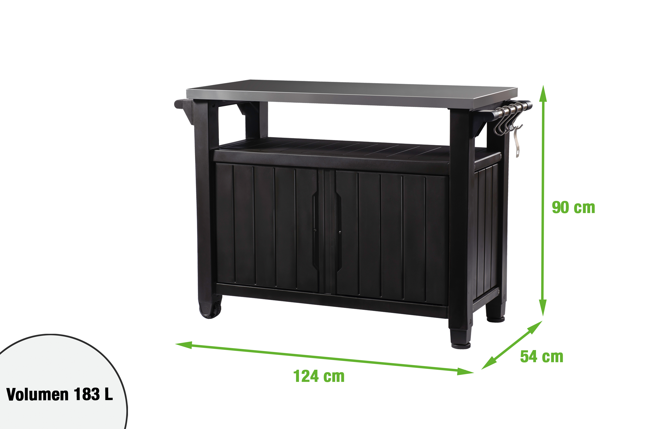 Arcón de resina para exterior KETER 17202662 123.7 x 52 x 90 cm y capacidad de 183 L - 2