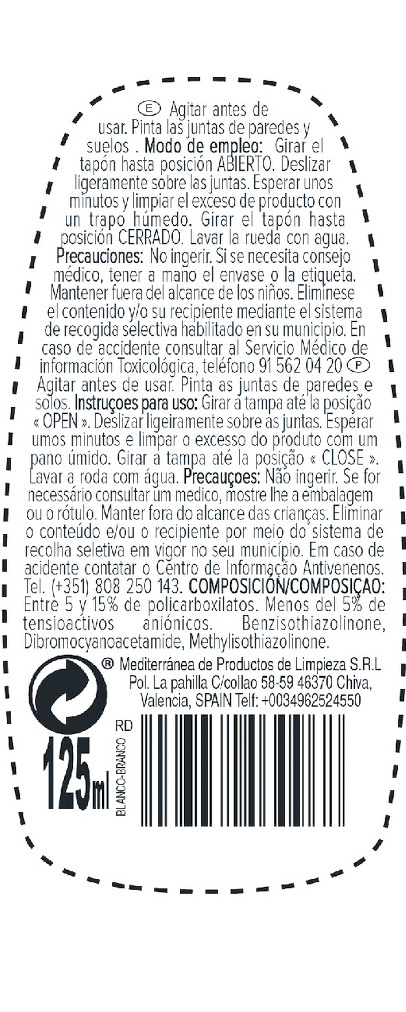 Renovador de juntas beige mpl 125 ml