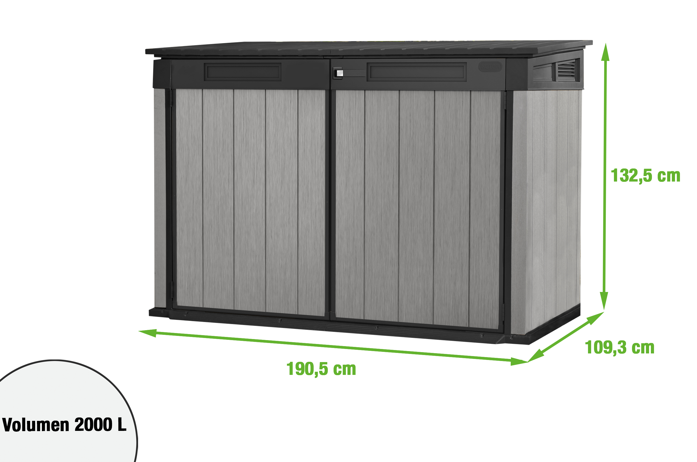Arcón de resina para exterior KETER 232427 190.5 x 132.5 x 109.3 cm y capacidad de 2020 L - 2