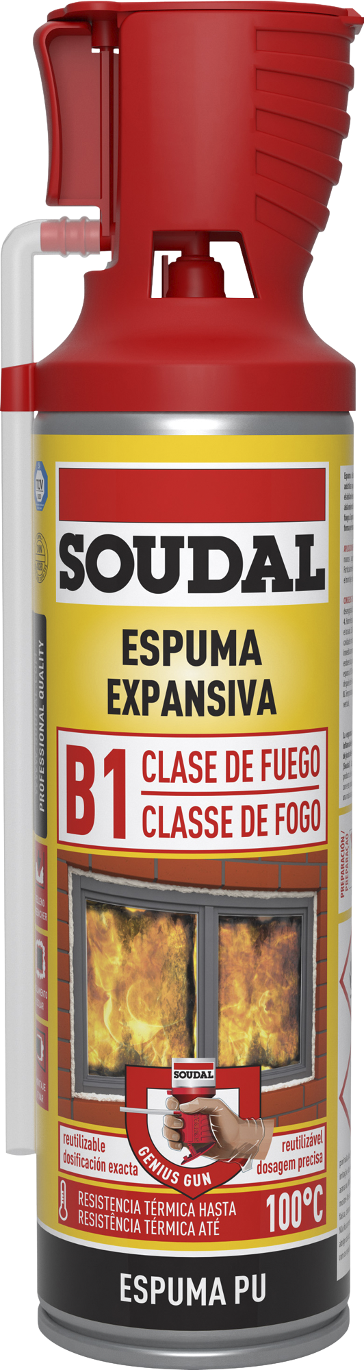 Espuma expansiva poliuretano temperaturas altas fogo B1 500 ml Soudal