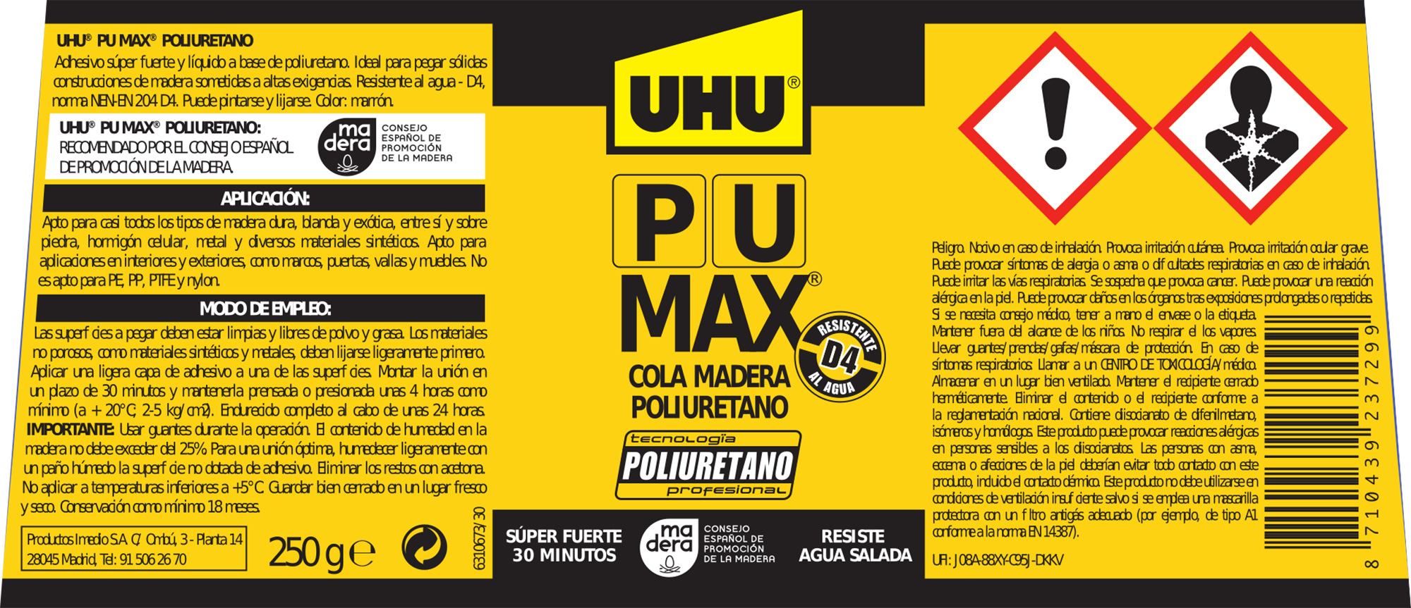 Cola de poliuretano UHU Pu-Max 250 gr - 2