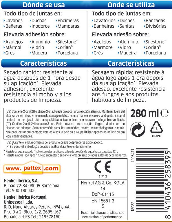 Silicone casa de banho 280 ml transparente Não Mais Fungos Pattex - 2
