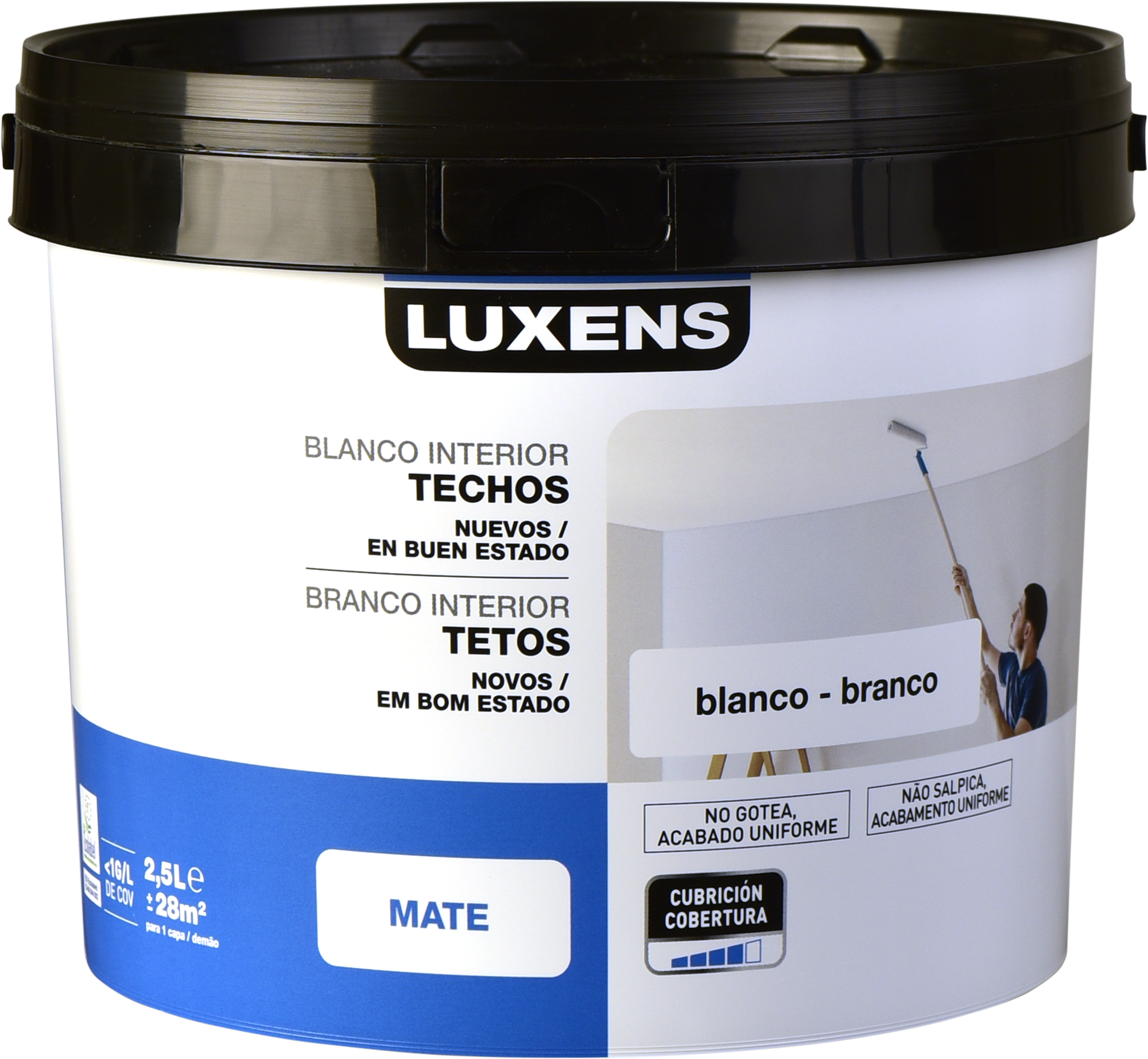 Tinta interior parede e tetos luxens branco mate 2,5L - 3
