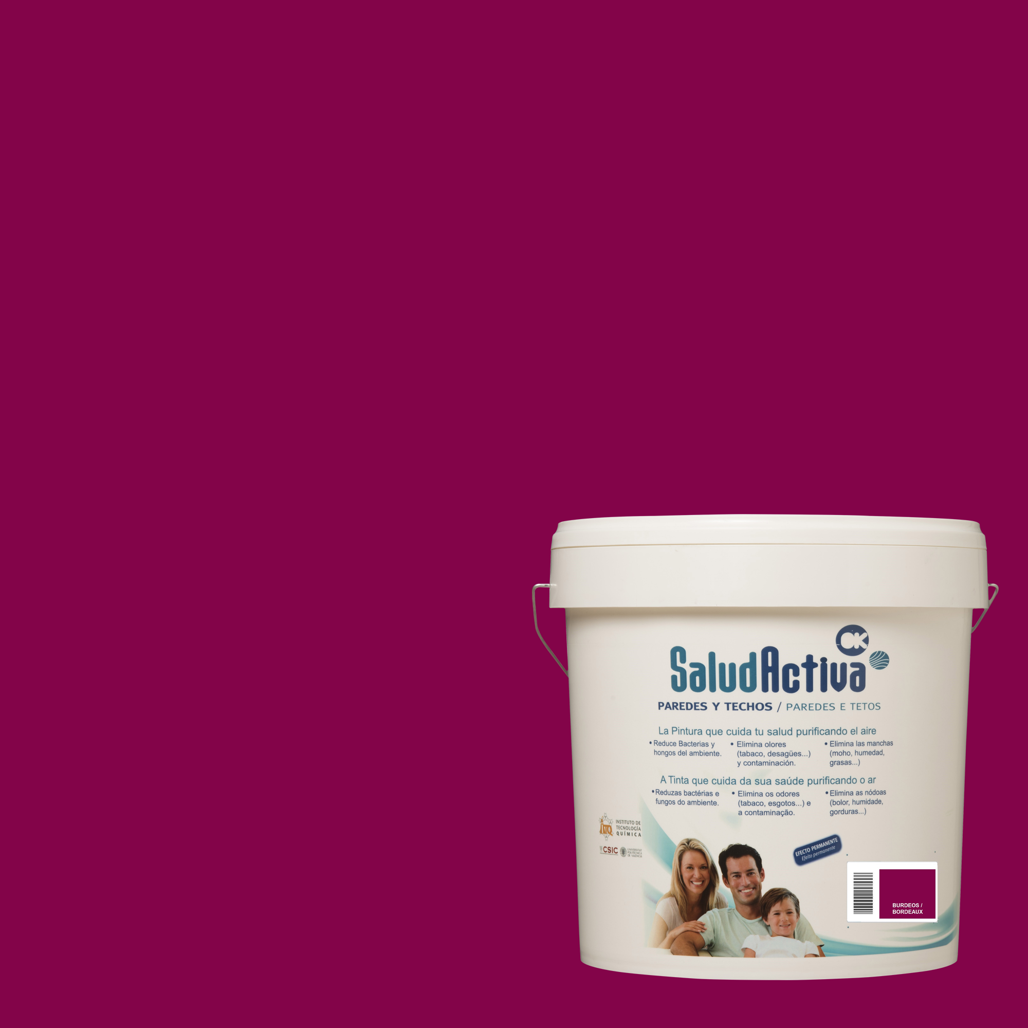 Pintura de interior Dtox CPP color burdeos mate 15L para paredes y ...