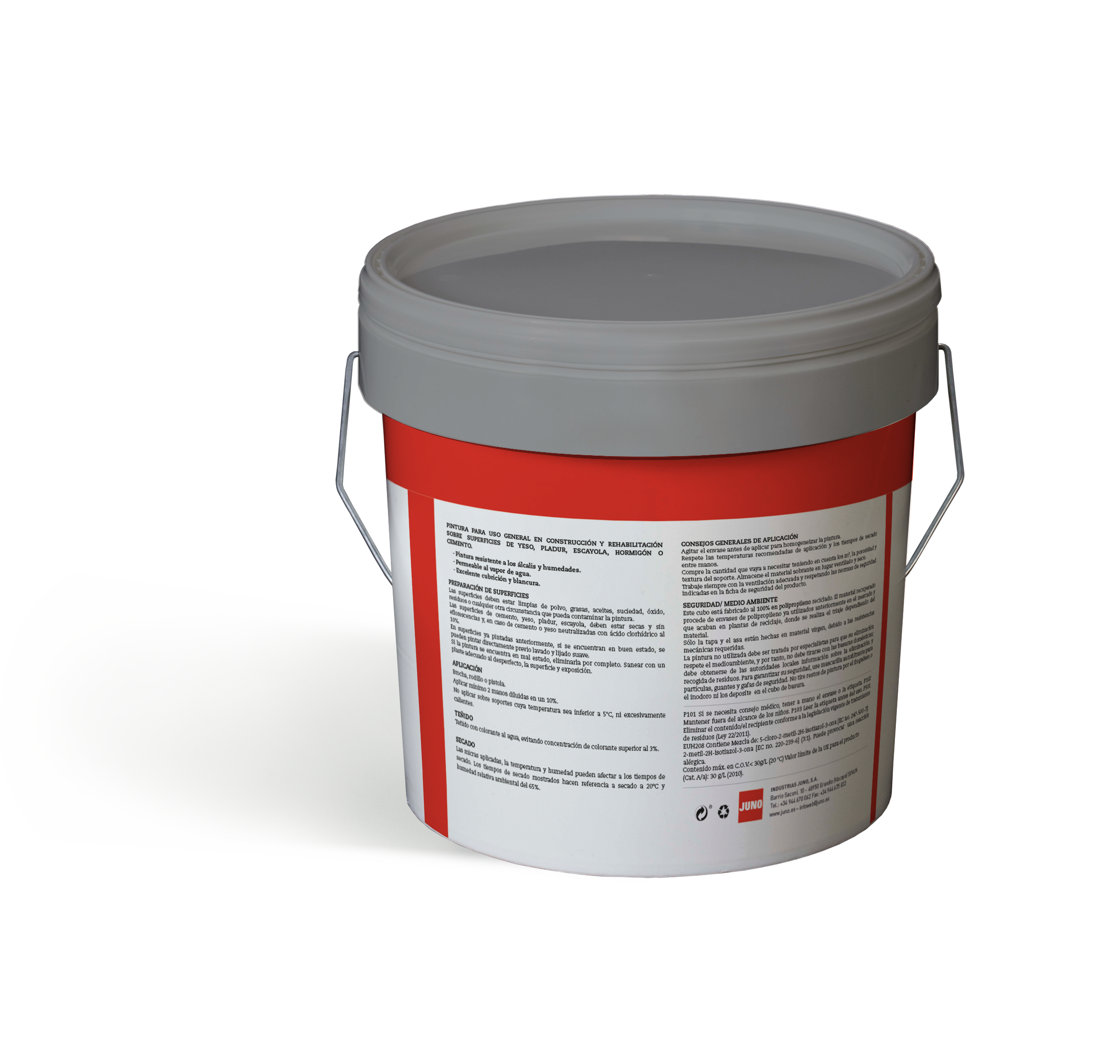 Pintura de interior alta cubrición JUNO color blanco mate 4L para paredes y techos - 2