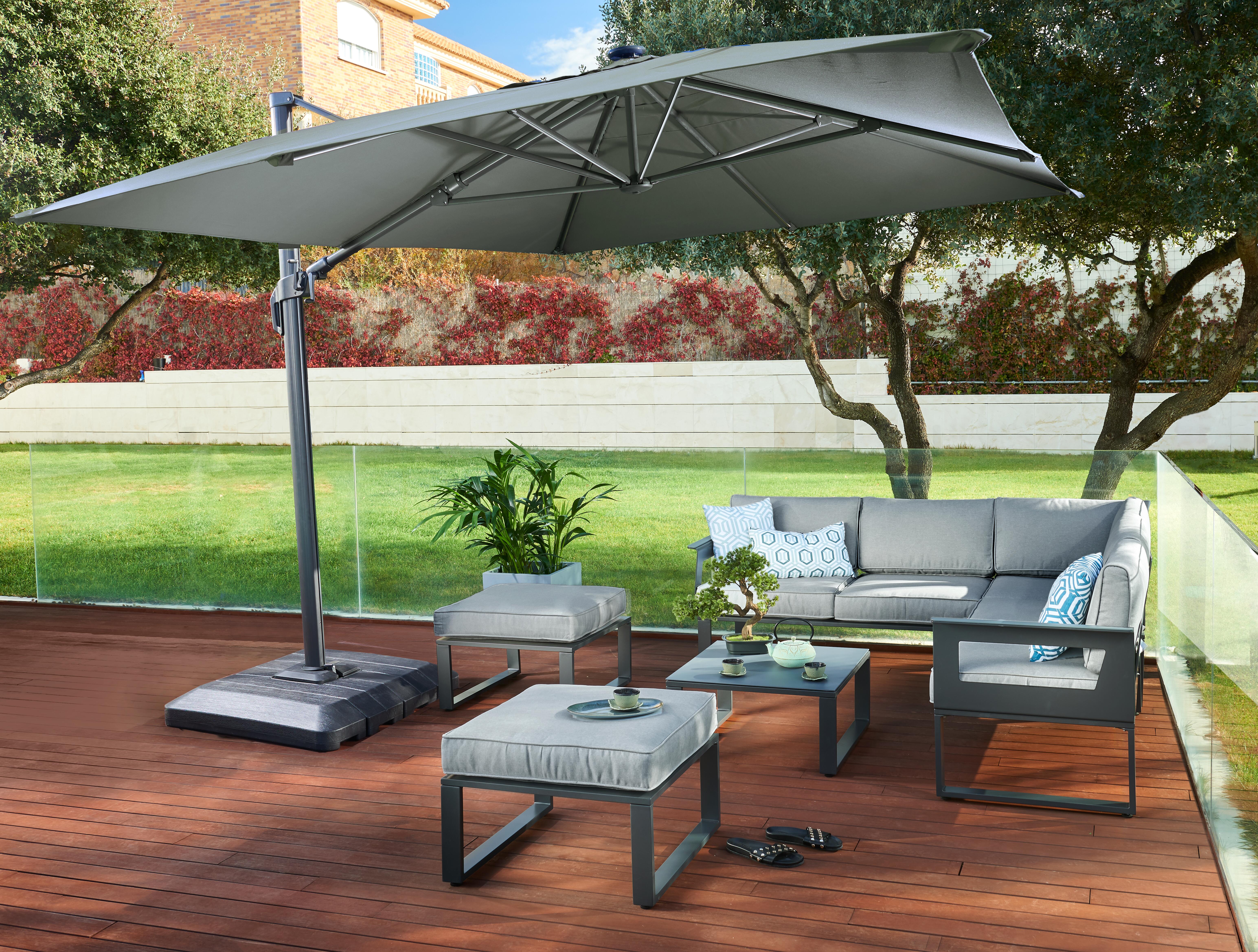 Salotto da giardino per 7 persone antracite Odyssea NATERIAL con cuscini in poliestere grigio - 5