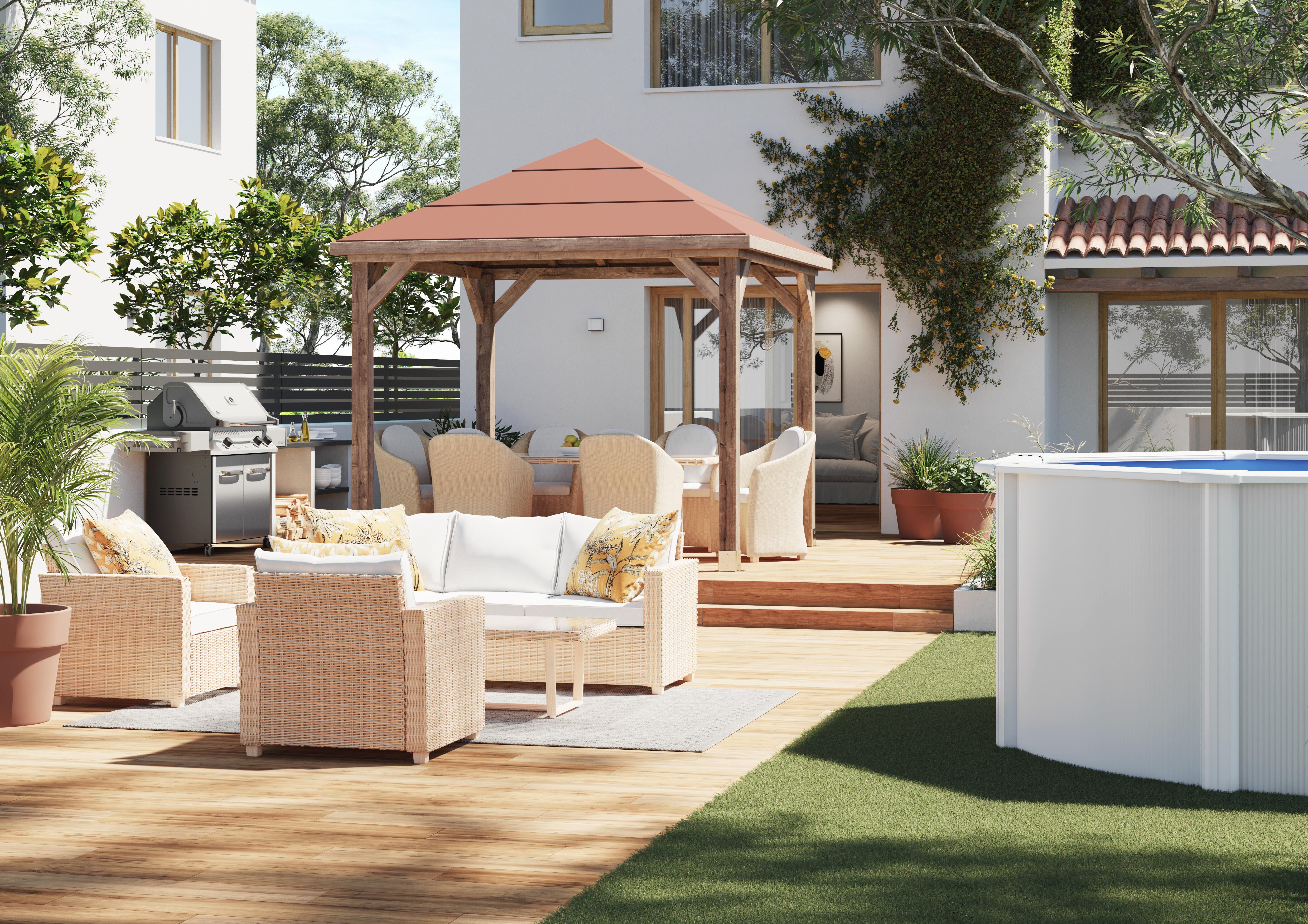 Conjunto jardim relax sofá mesa Medena Naterial - 24