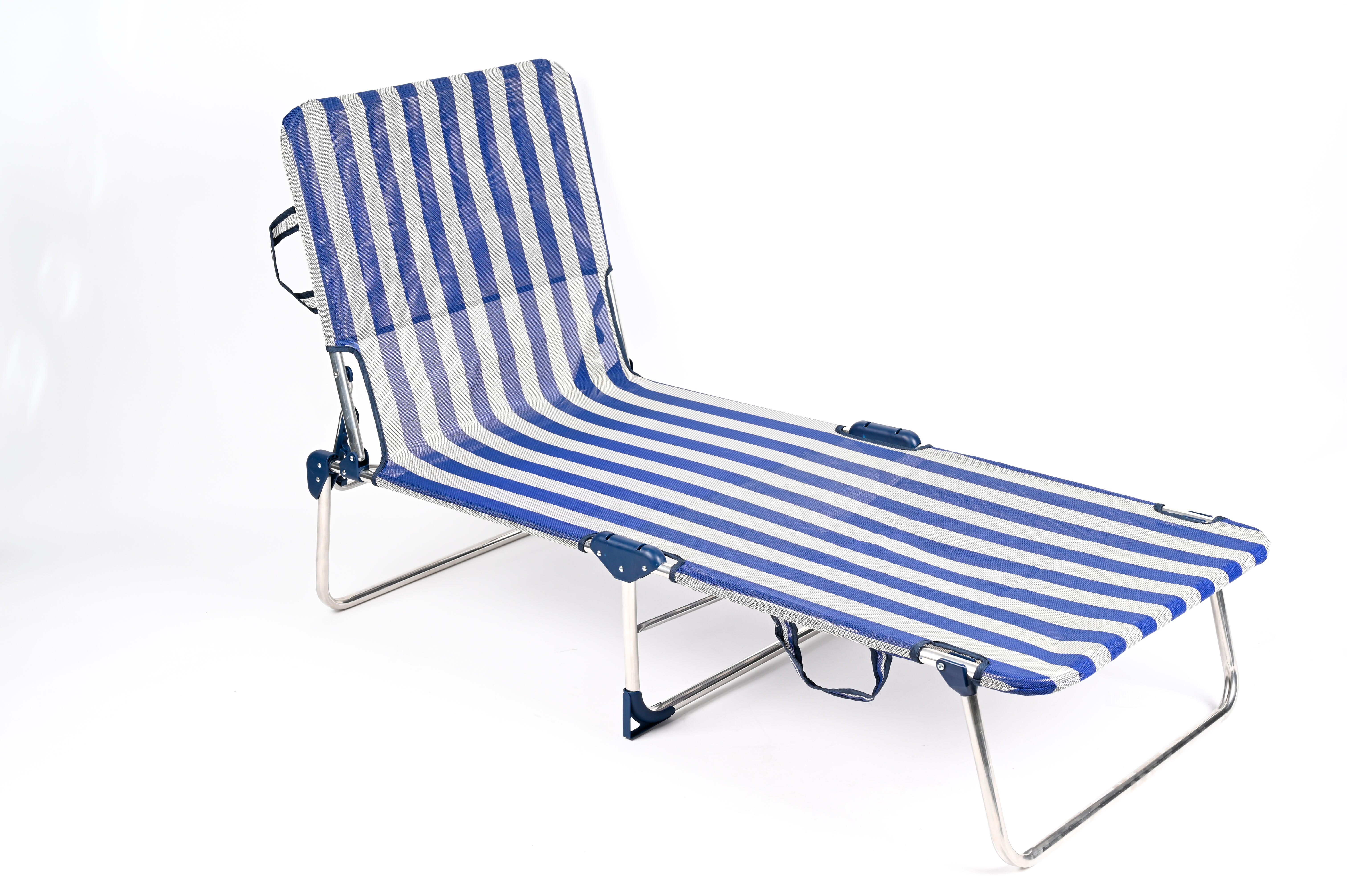 Tumbona de playa plegable de aluminio azul 67x30x191 cm - 3
