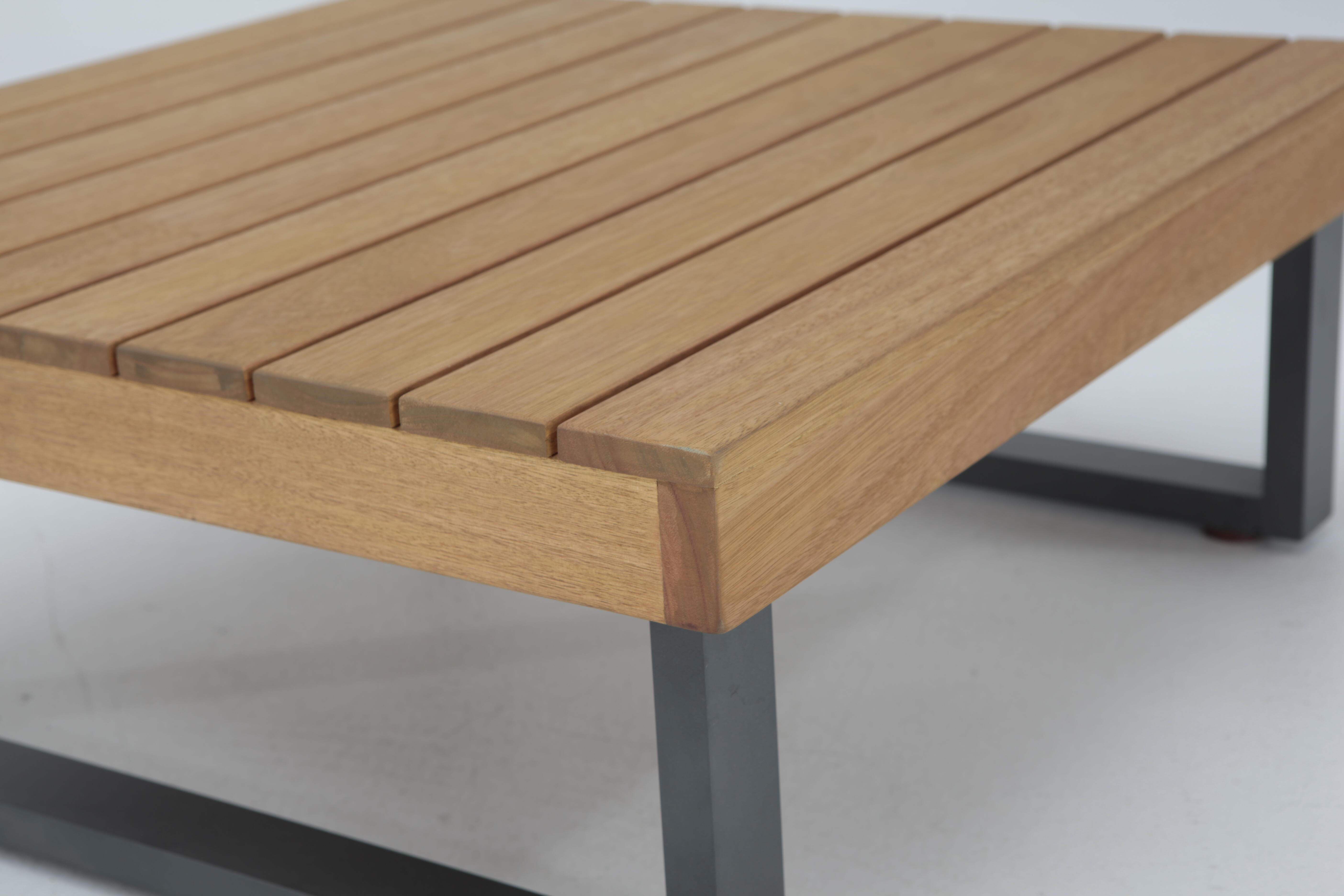 Mesa de jardín de eucalipto Nilo marrón de 74.5x28.5x74.5 cm - 5