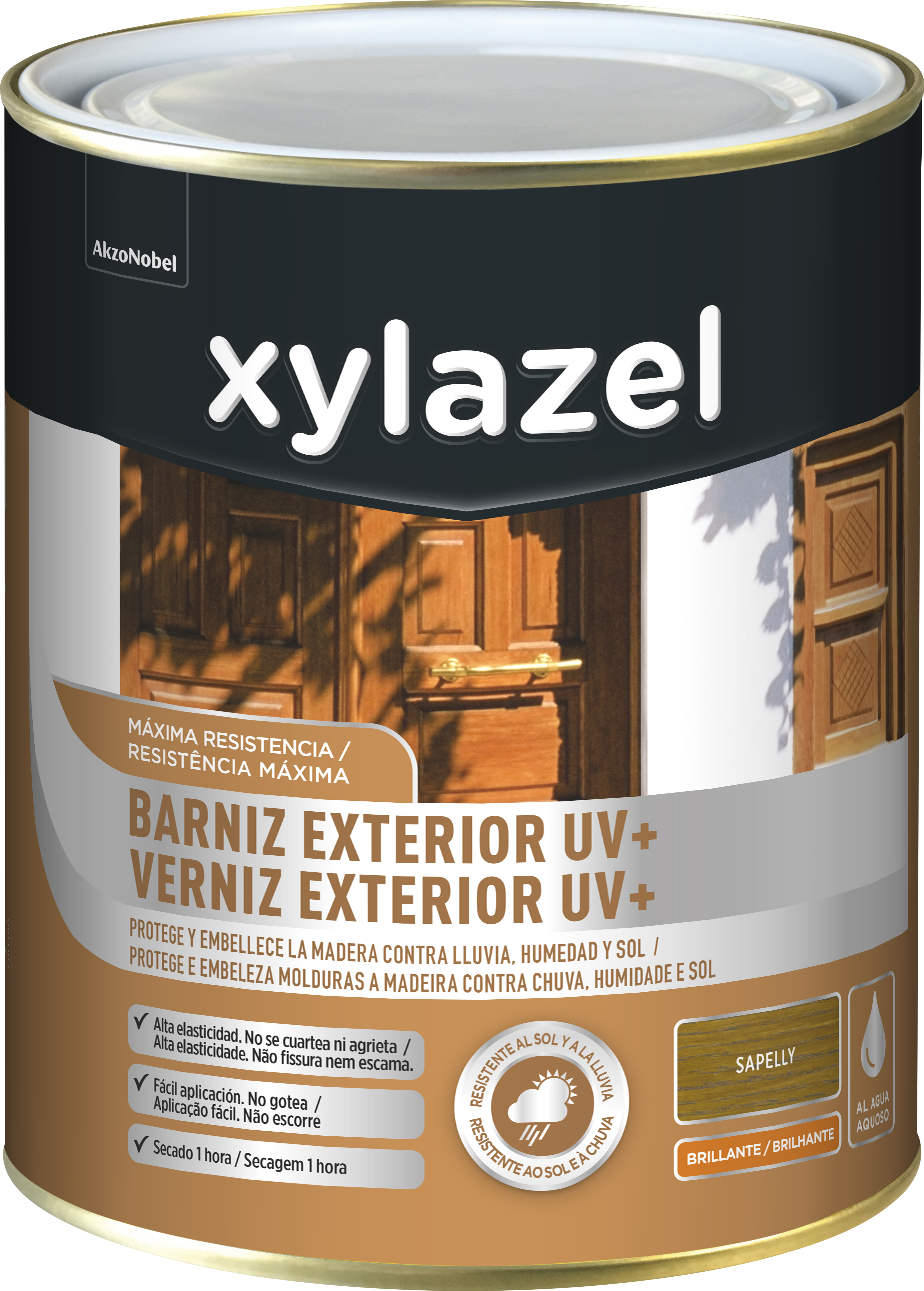 Barniz de madera de exterior color sapelly para cancela, mobiliario