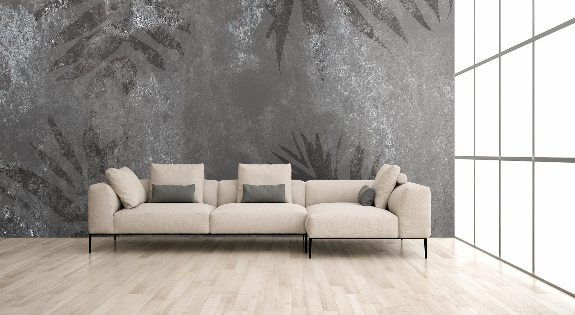 Mural textil abstracto metal leave azul de 132 x 260 cm motif