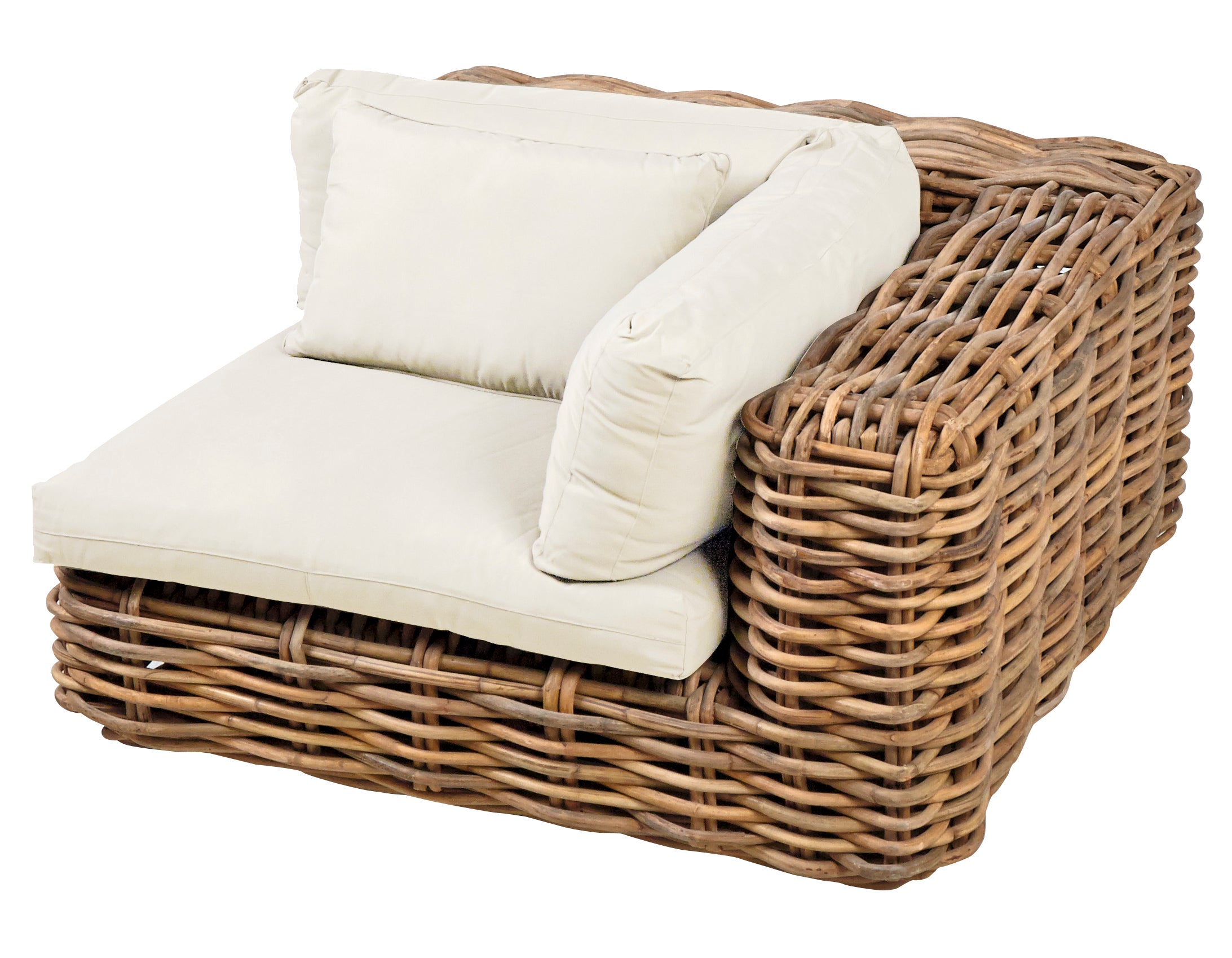 Sillón de jardín esquinero con cojín de madera bora marrón