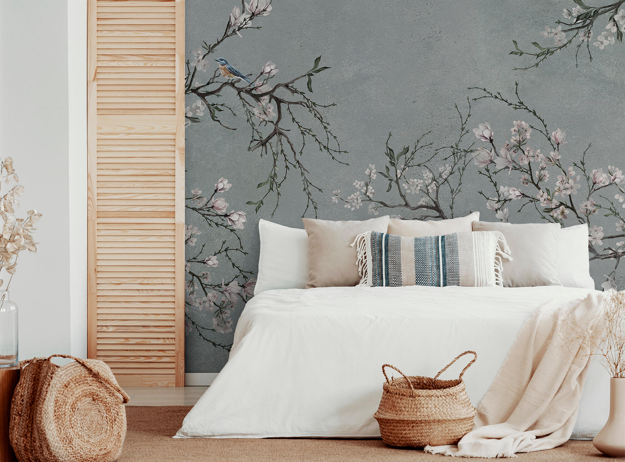 Mural adhesivo textil liso lavable naturaleza Osaka marrón 132 x 260 cm MOTIF - 9