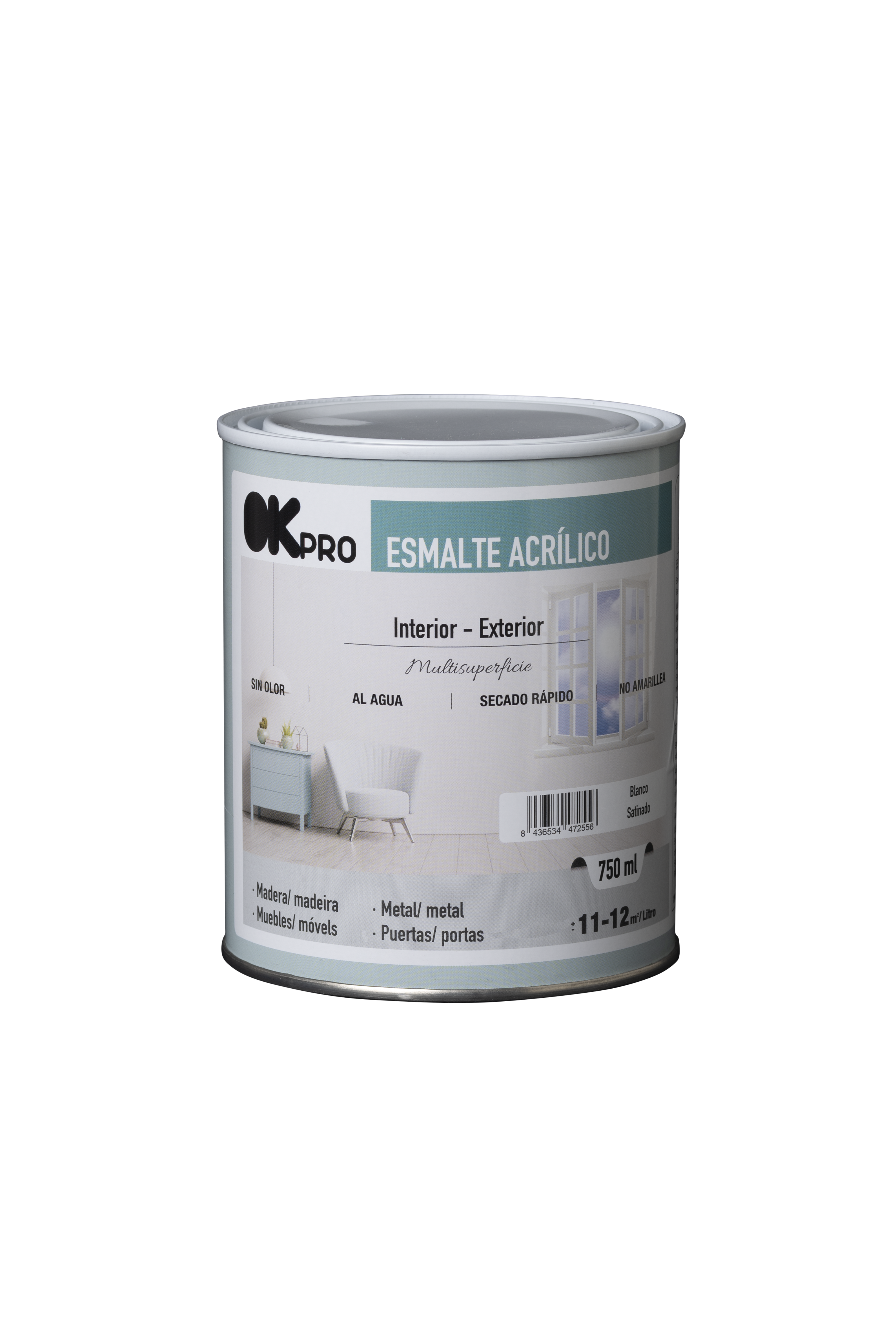 Esmalte acrilico satinado ok 750ml negro