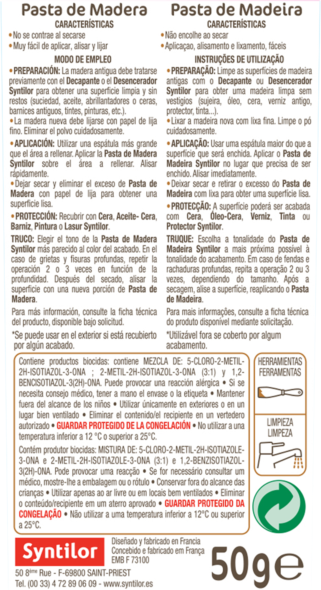 Pasta para madera SYNTILOR 50 gr gris - 4