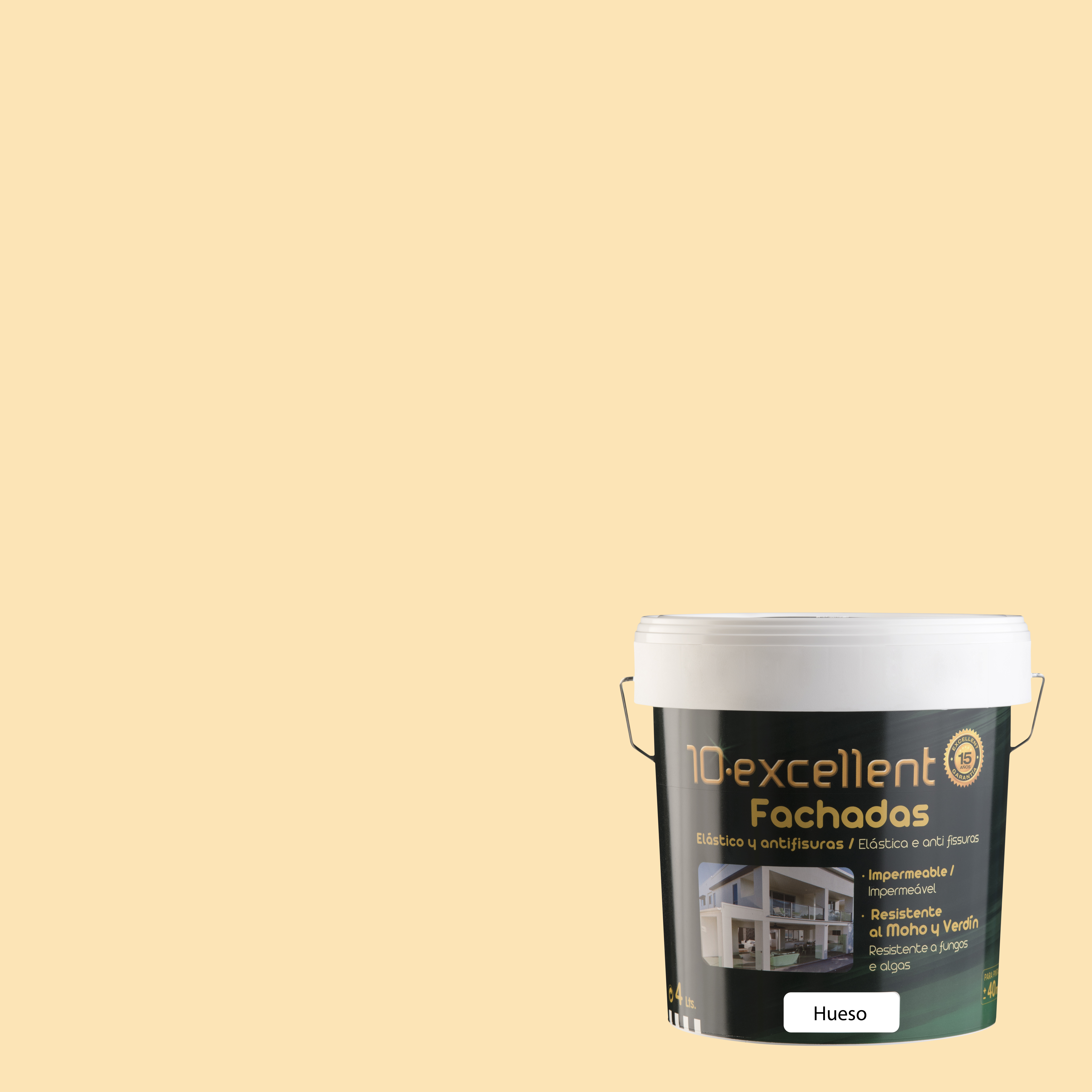 Pintura exterior color hueso para hormigón, cemento, fachada excellence mate 4l base agua