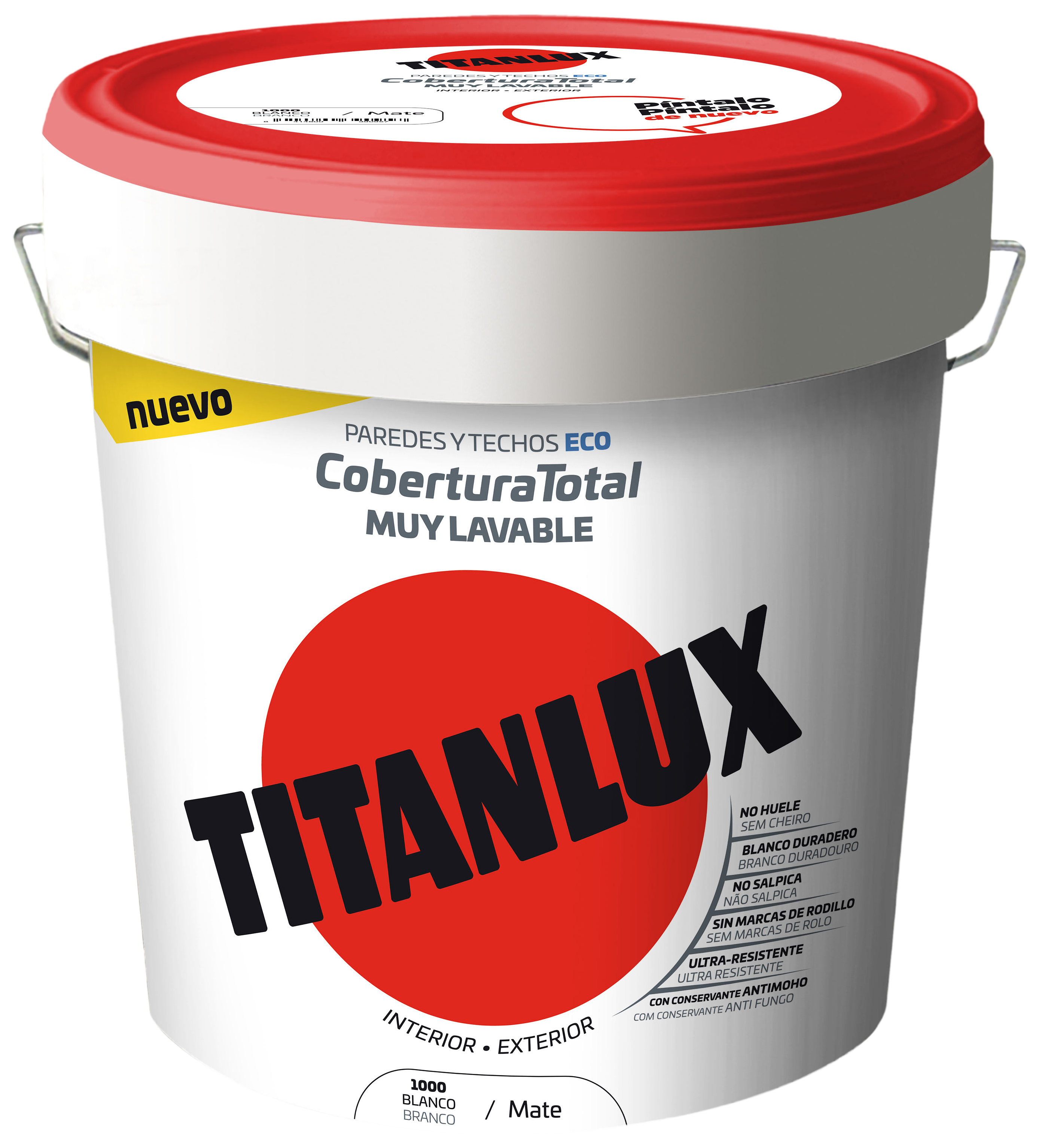 Pintura interior titanlux cobertura total blanco mate 4l