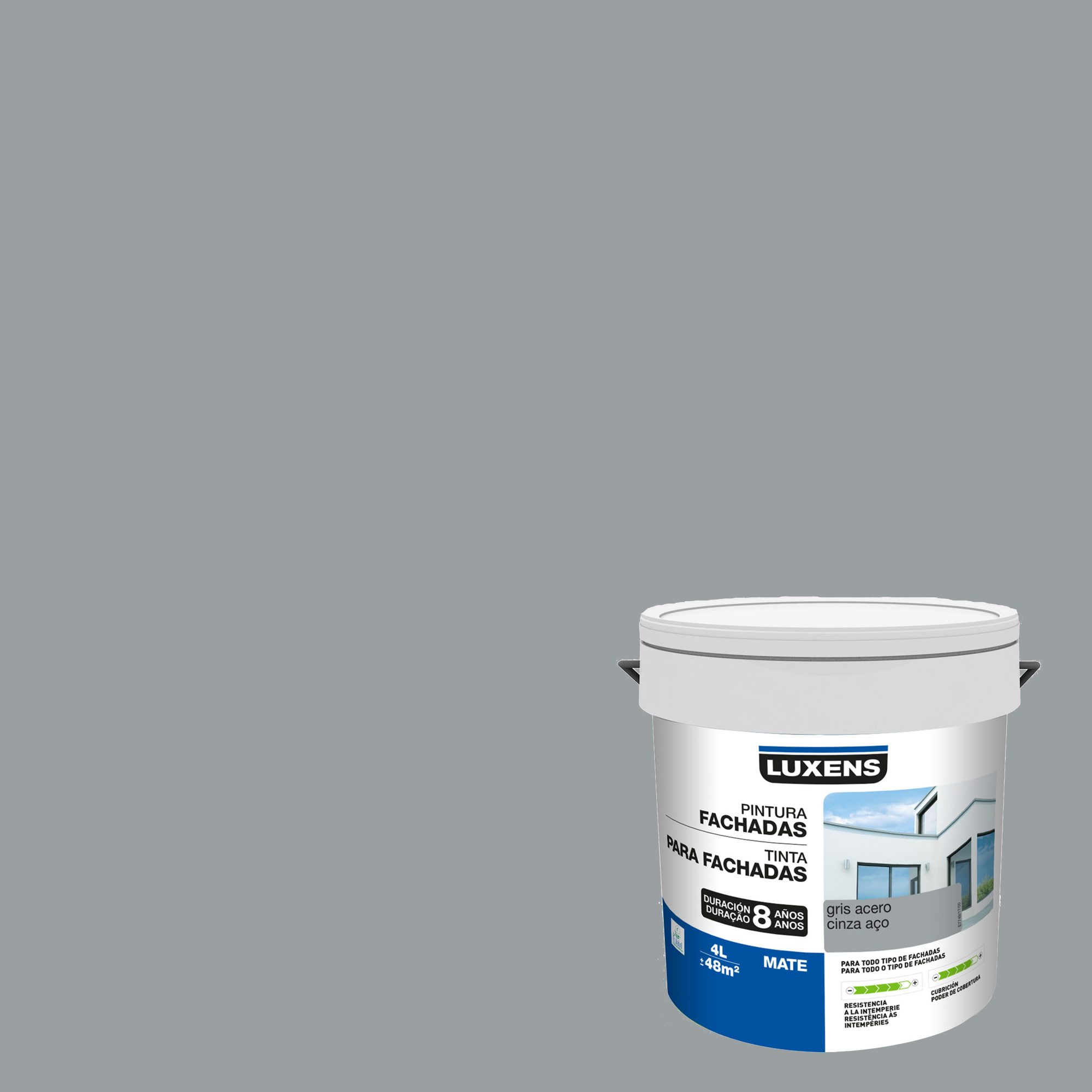 Tinta exterior LUXENS MATE 8 ANOS 4L CINZENTO AÇO - 3