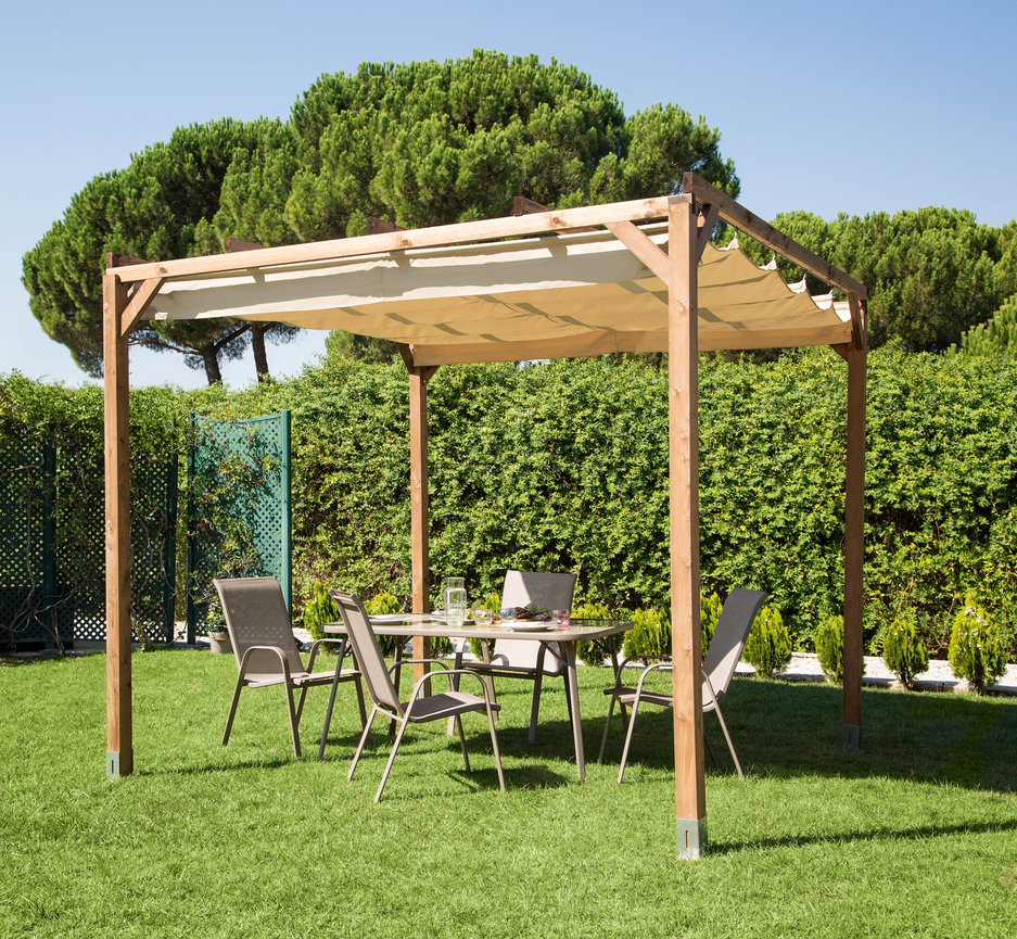 Pérgola de jardín rectangular 3x4, cenador de pared: : Jardín