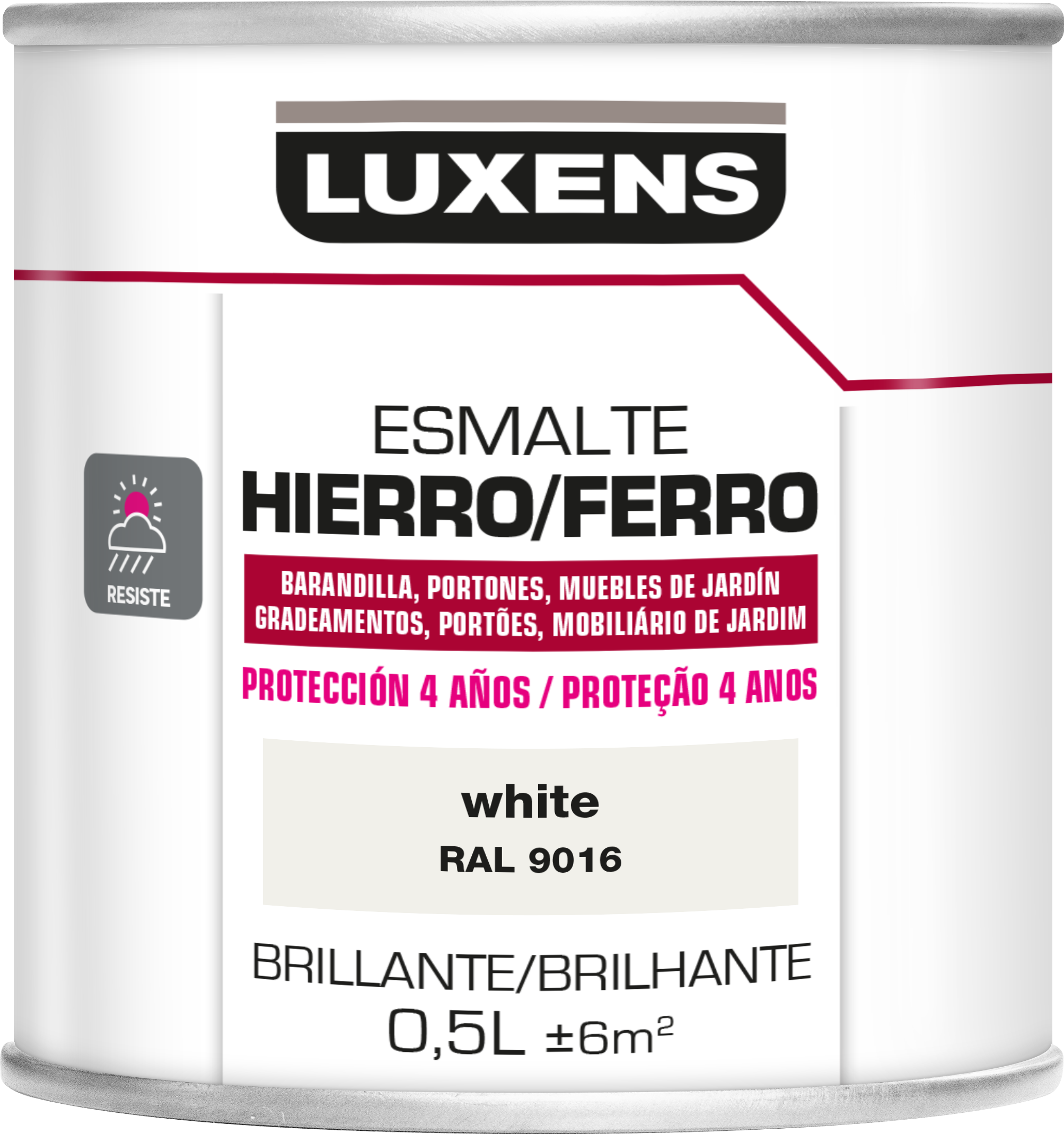 Esmalte exterior para ferro brilhante 0.5L branco 4 anos Luxens - 3