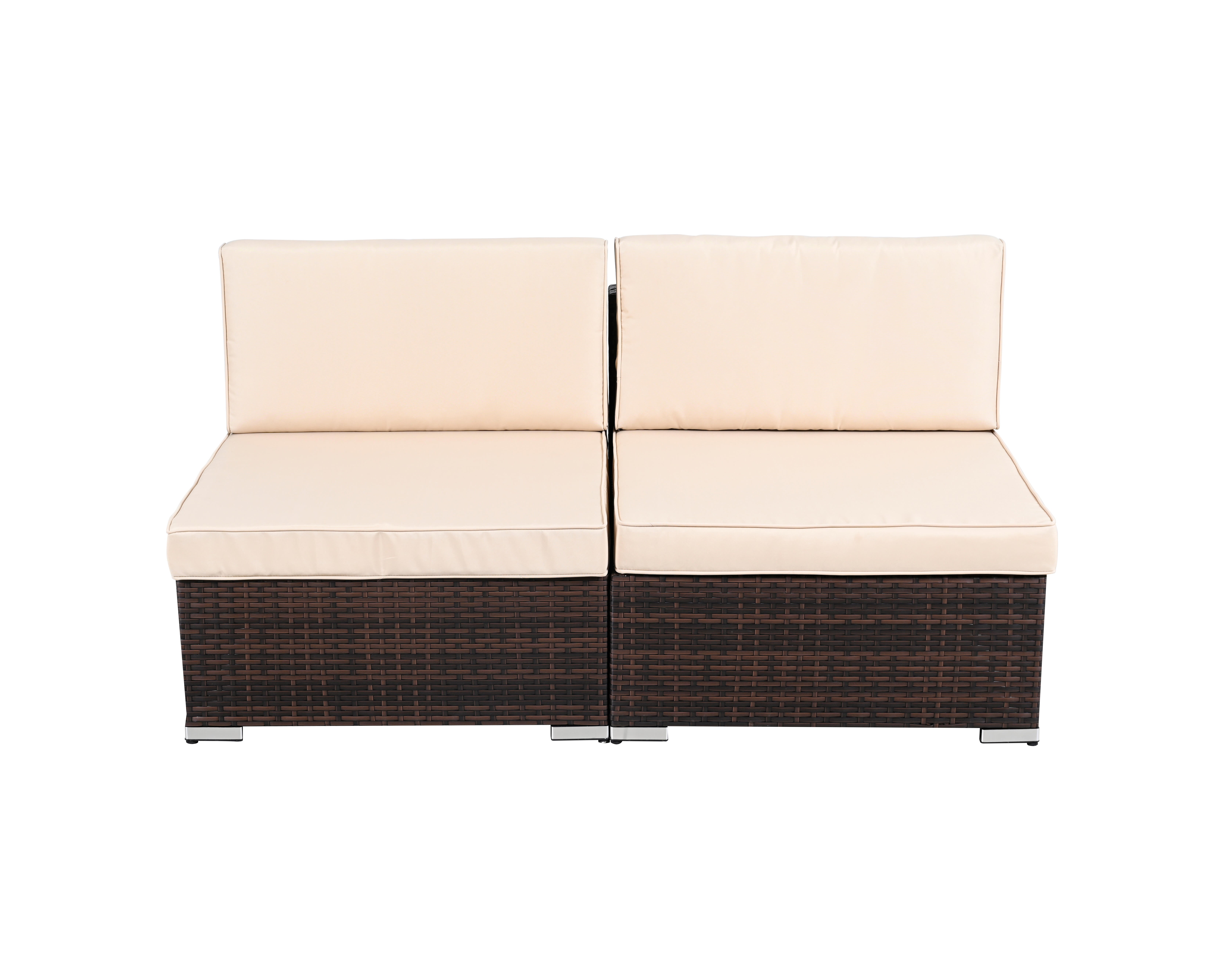 Pack 2 sofás de jardín de ratán sintético gales marrón. parte conjunto