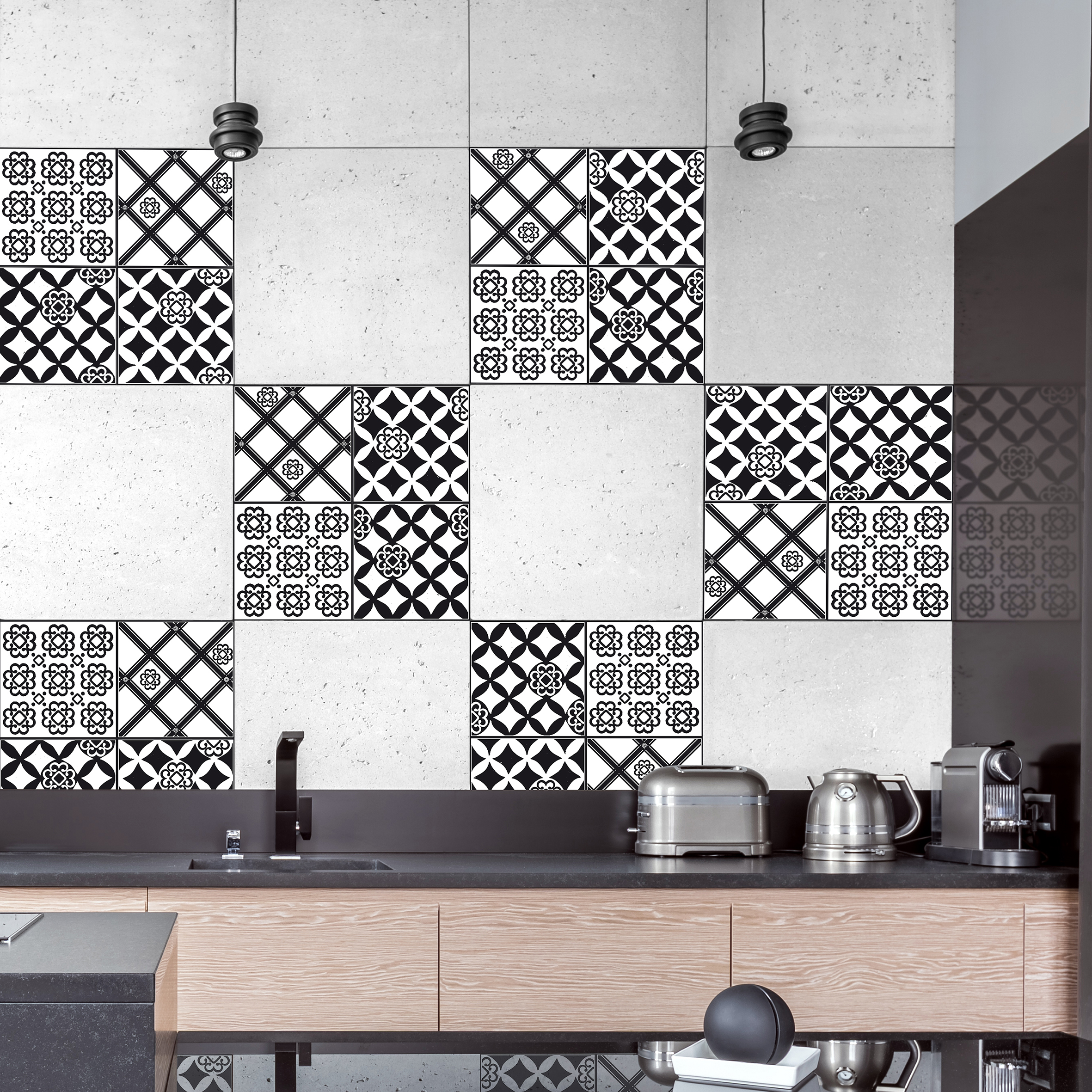 Sticker decorativo azulejos black and white