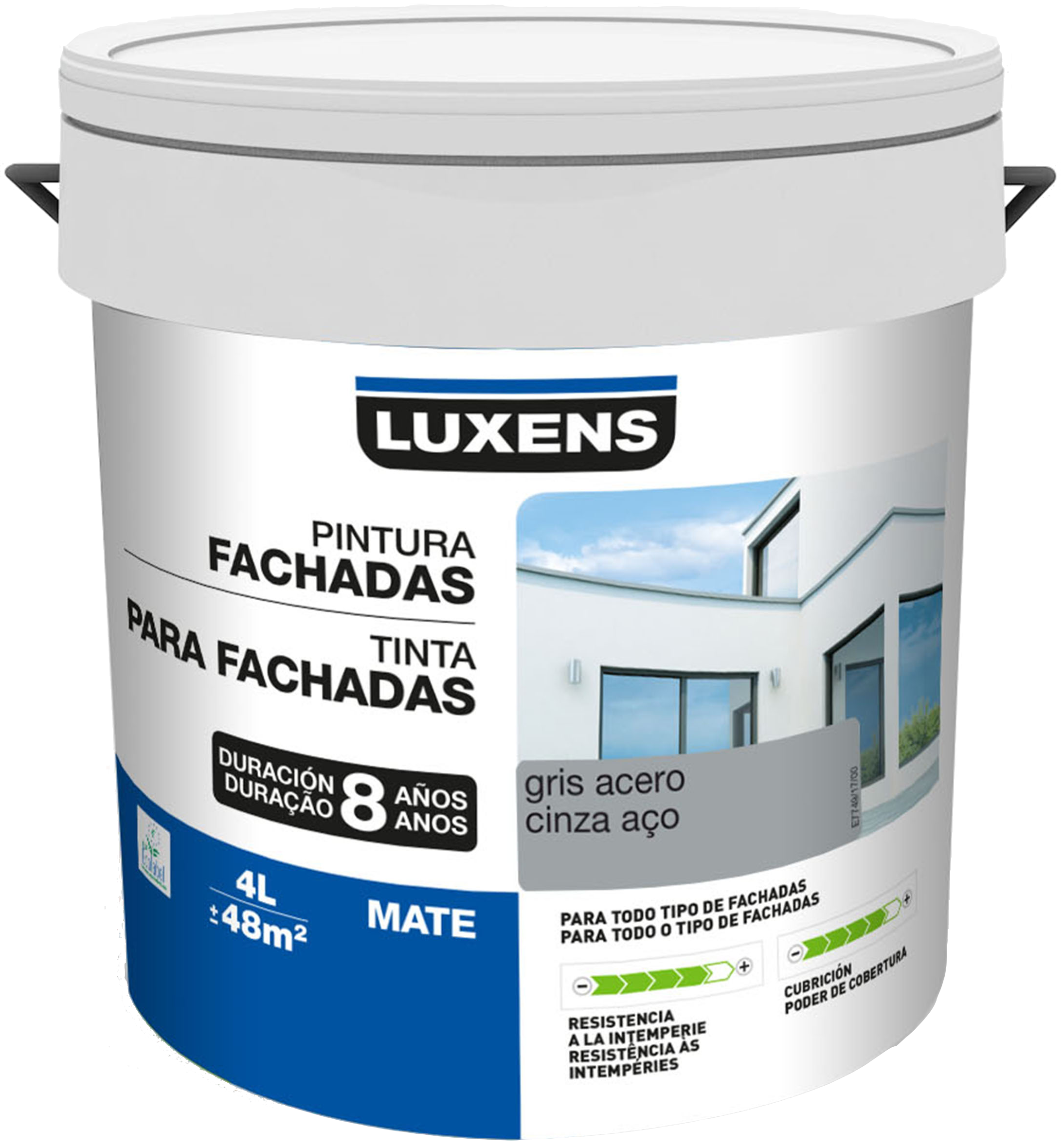 Tinta exterior LUXENS MATE 8 ANOS 4L CINZENTO AÇO - 2