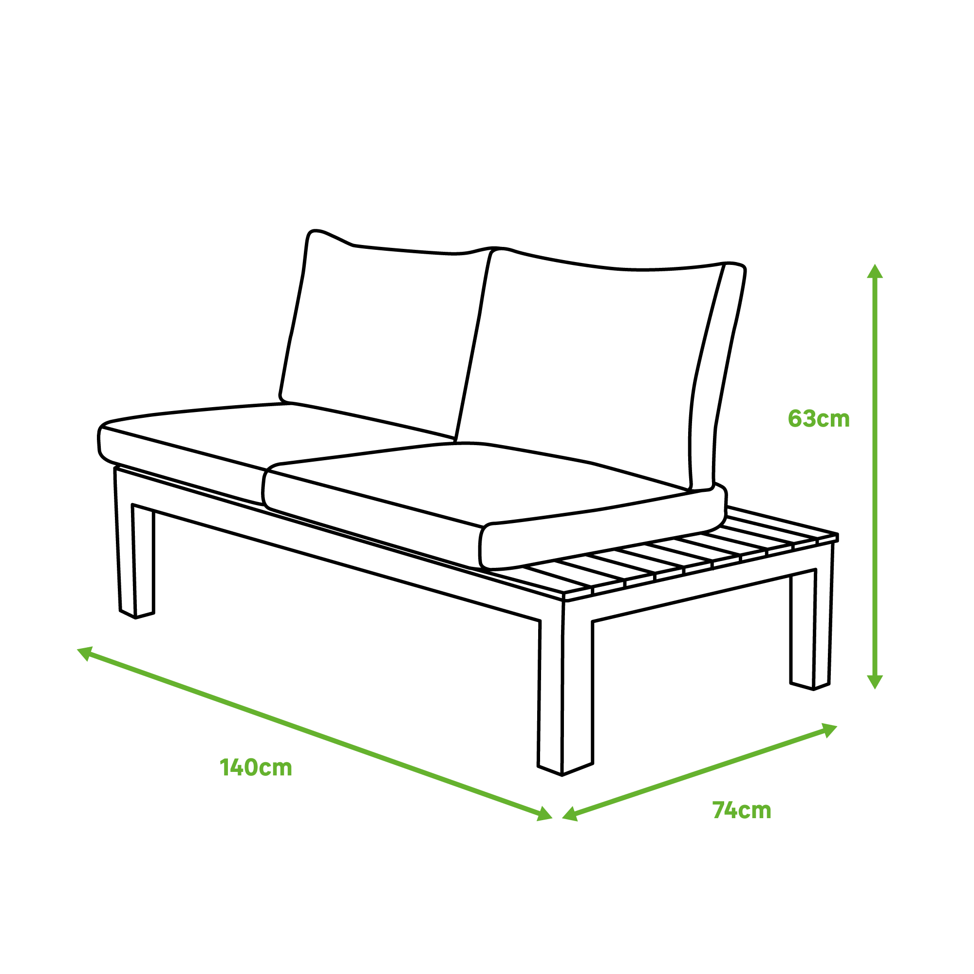 Sofá lateral de jardín de aluminio Little San Diego. Parte conjunto - 2