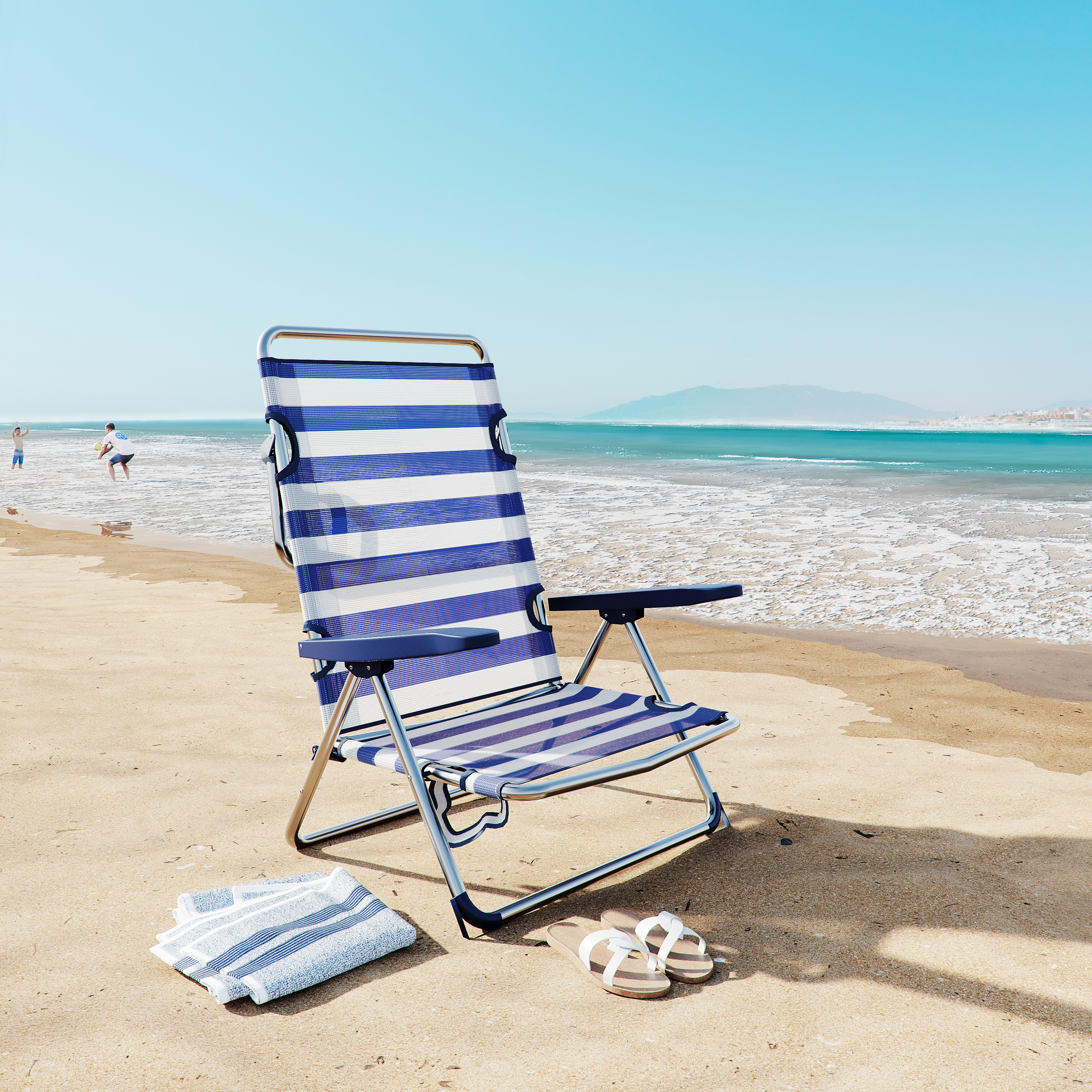 Silla plegable de playa de aluminio y textileno Basic azul - 4